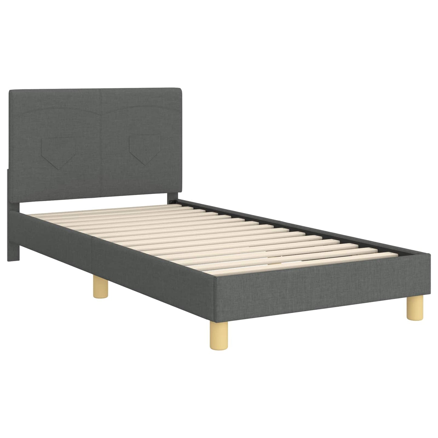 Kinderbettgestell mit Kopfteil Dunkelgrau 90 x 200 cm Stoff