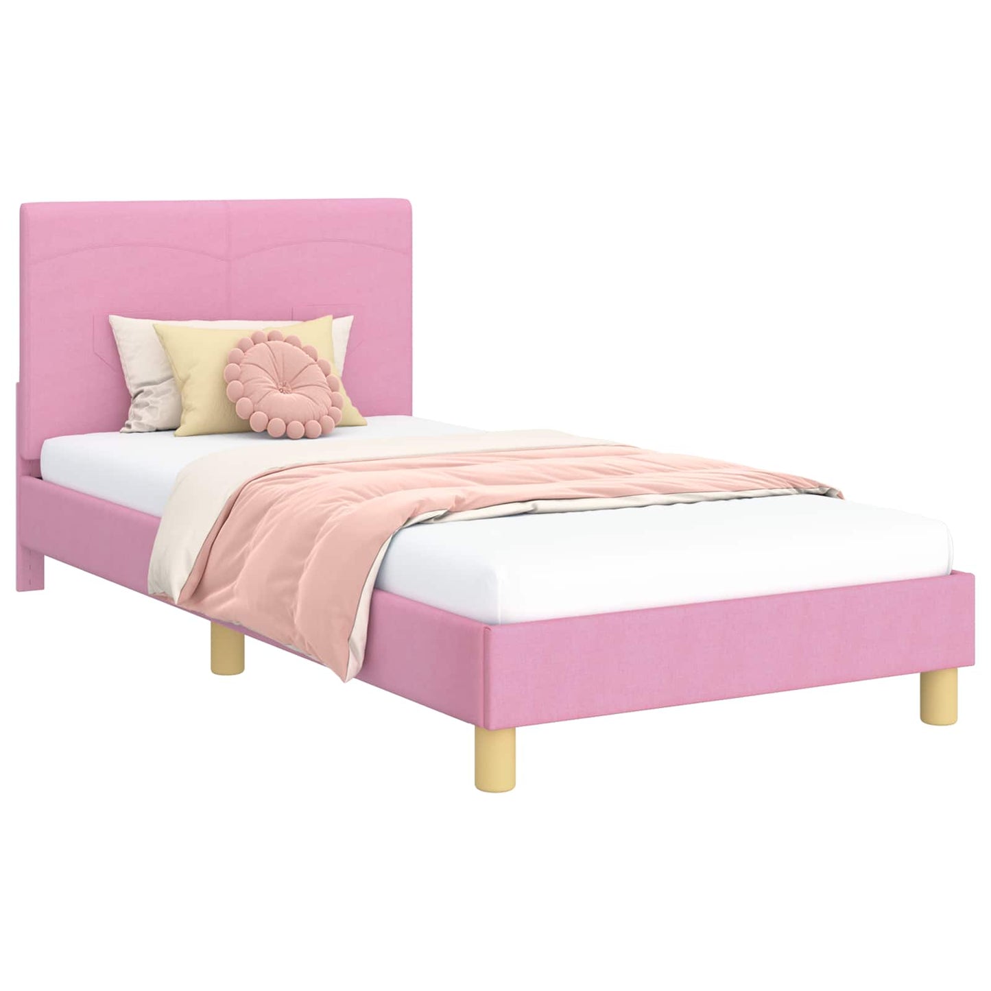 Kinderbettgestell mit Kopfteil Rosa 90 x 200 cm Stoff