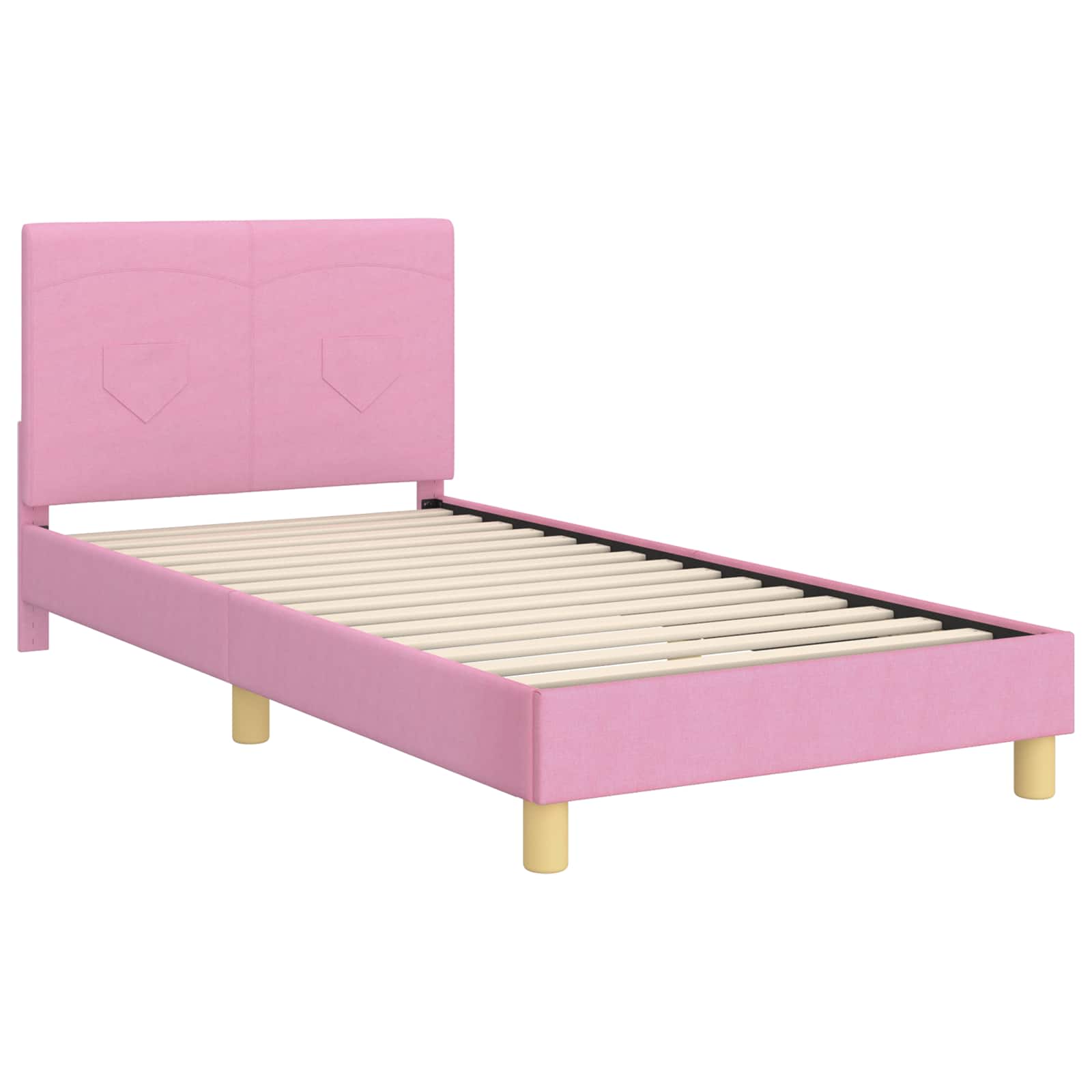 Kinderbettgestell mit Kopfteil Rosa 90 x 200 cm Stoff