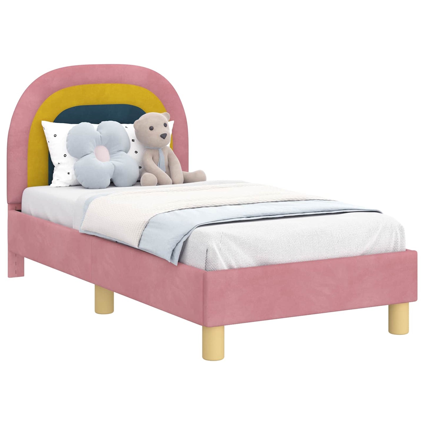 Kinderbettgestell mit Kopfteil Rosa 70 x 140 cm Samt
