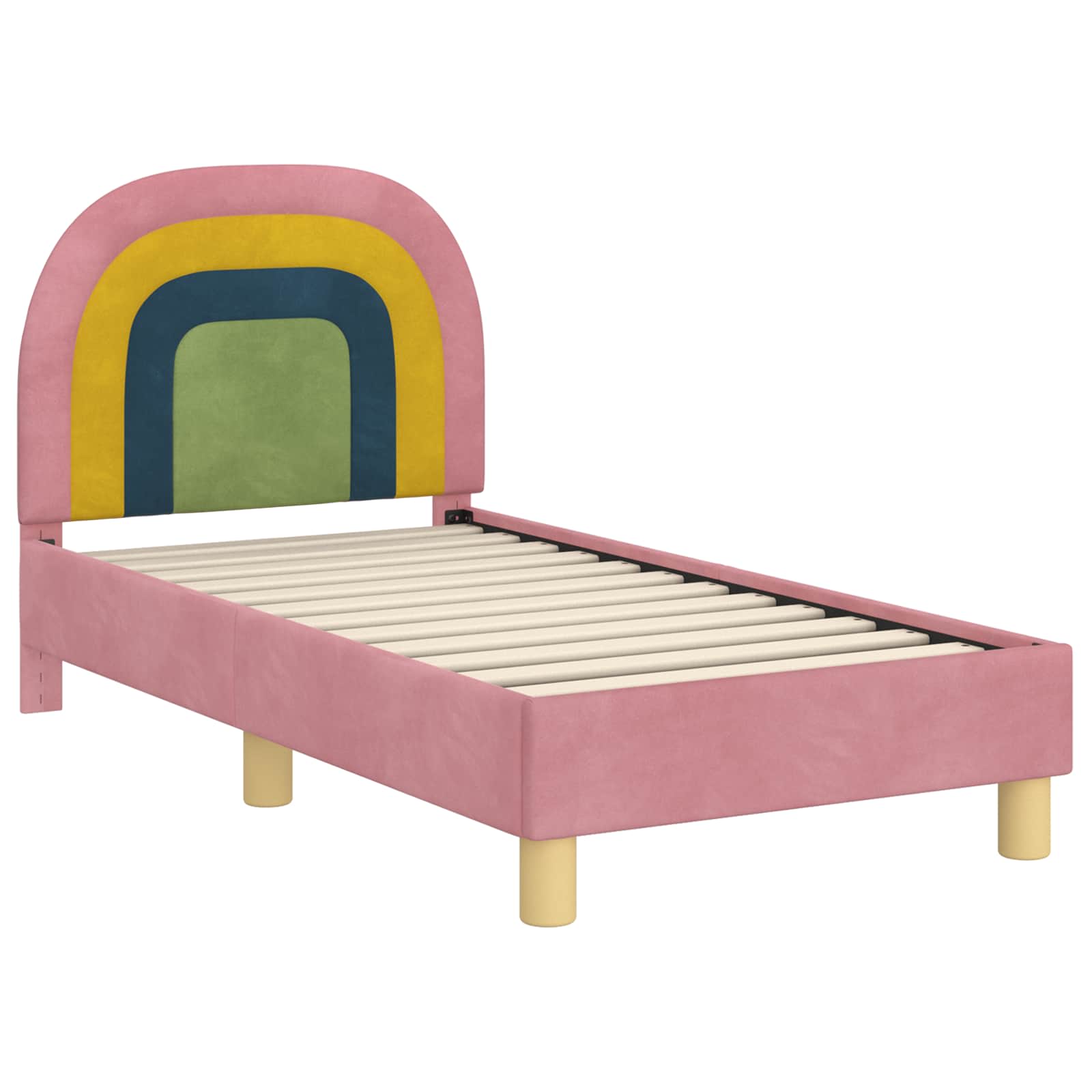 Kinderbettgestell mit Kopfteil Rosa 70 x 140 cm Samt