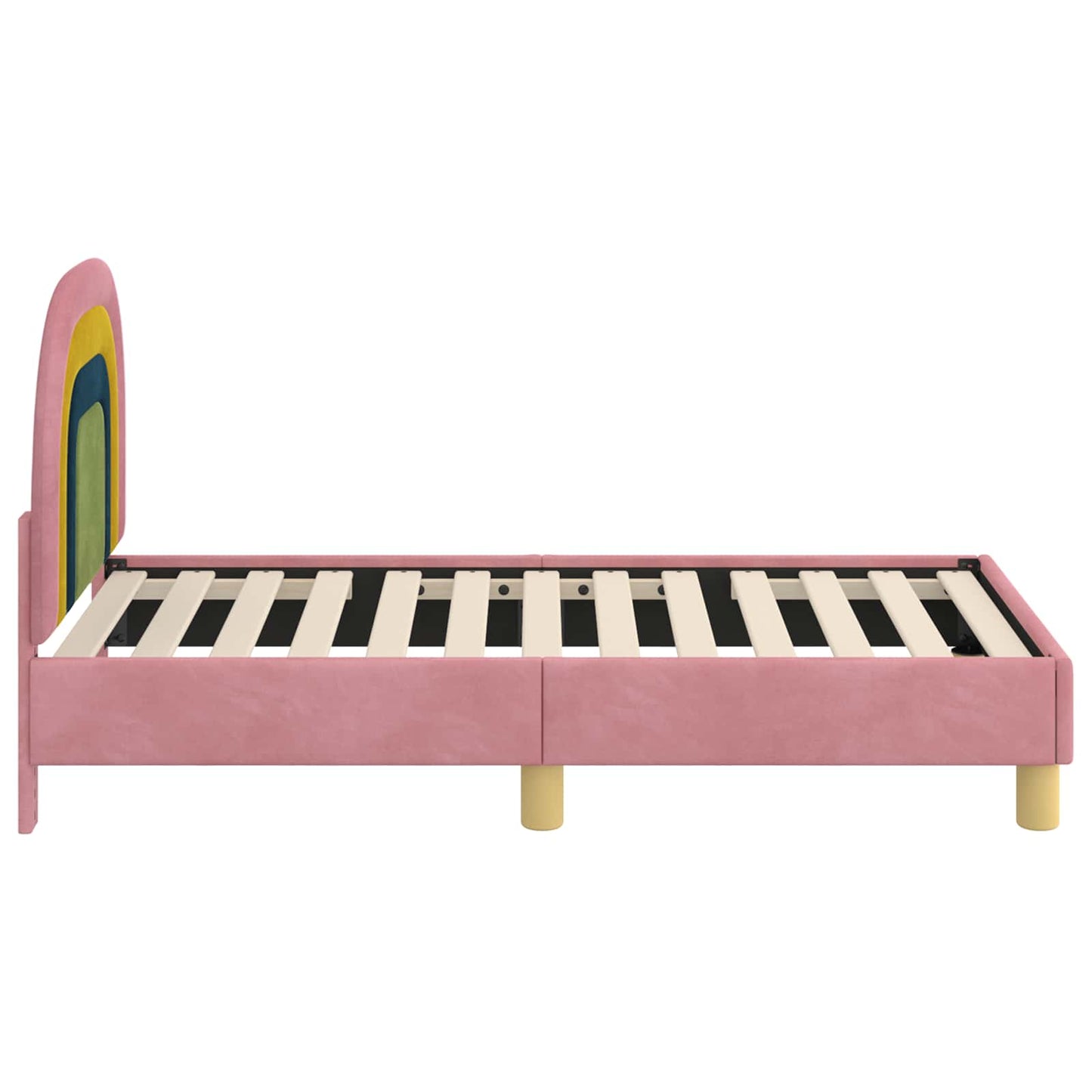 Kinderbettgestell mit Kopfteil Rosa 70 x 140 cm Samt