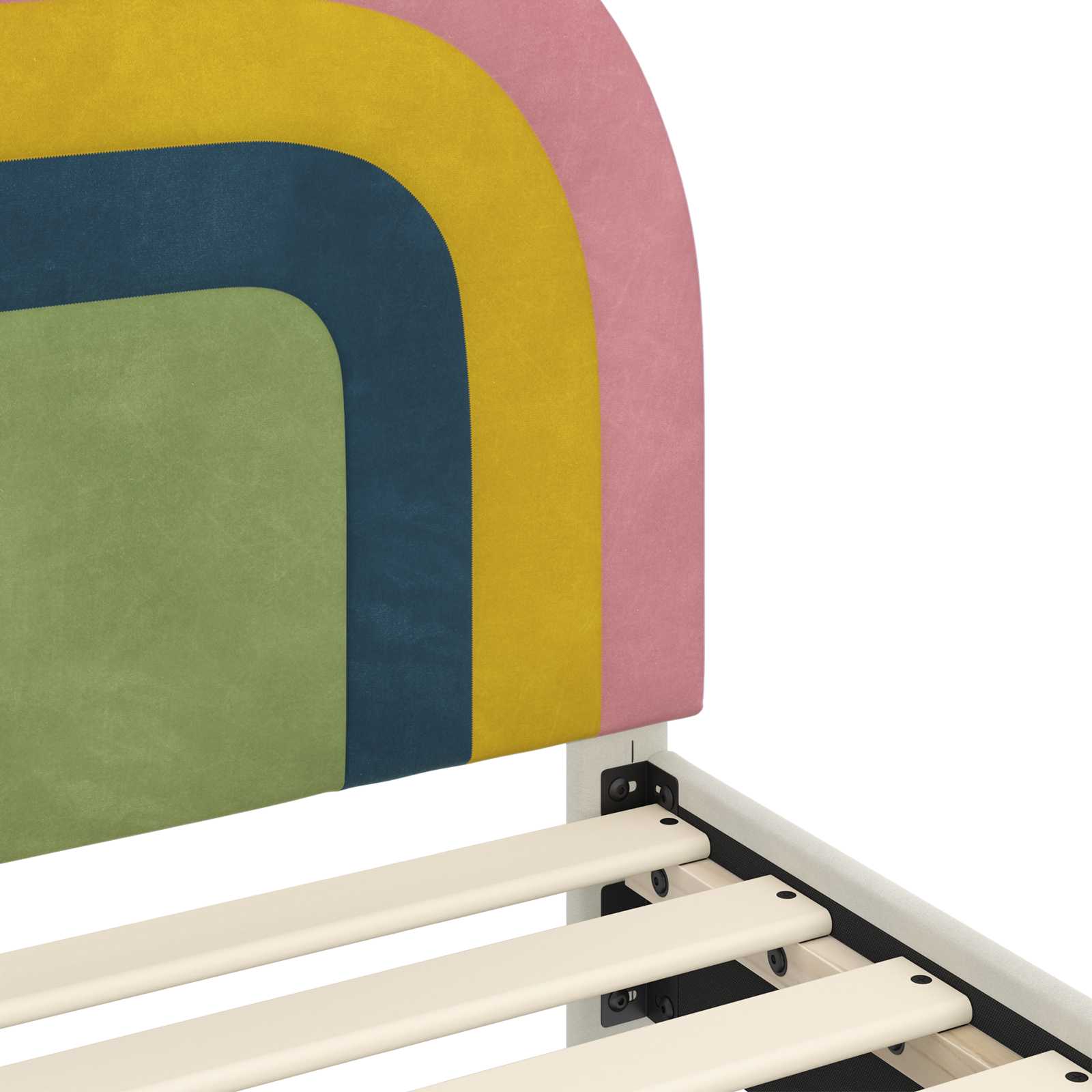 Kinderbettgestell mit Kopfteil Creme 90 x 190 cm Samt