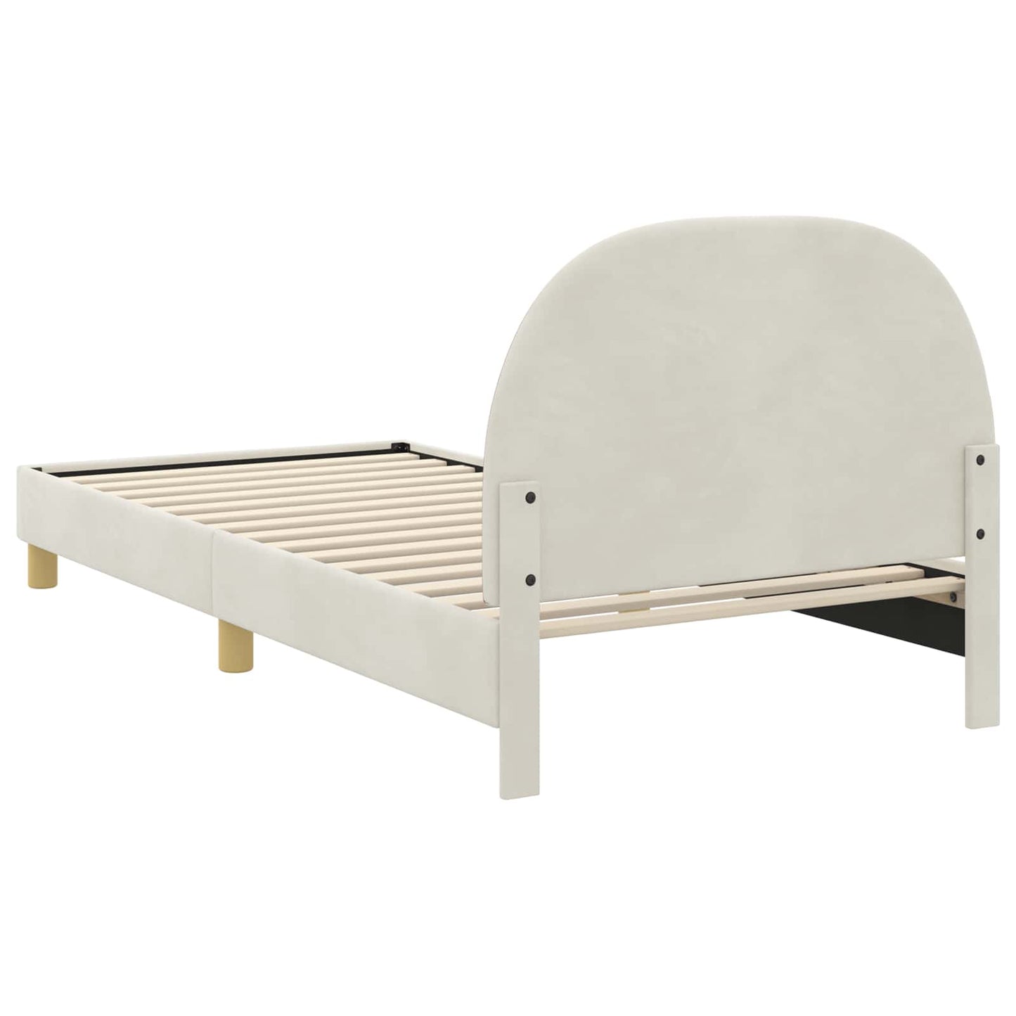 Kinderbettgestell mit Kopfteil Creme 90 x 190 cm Samt