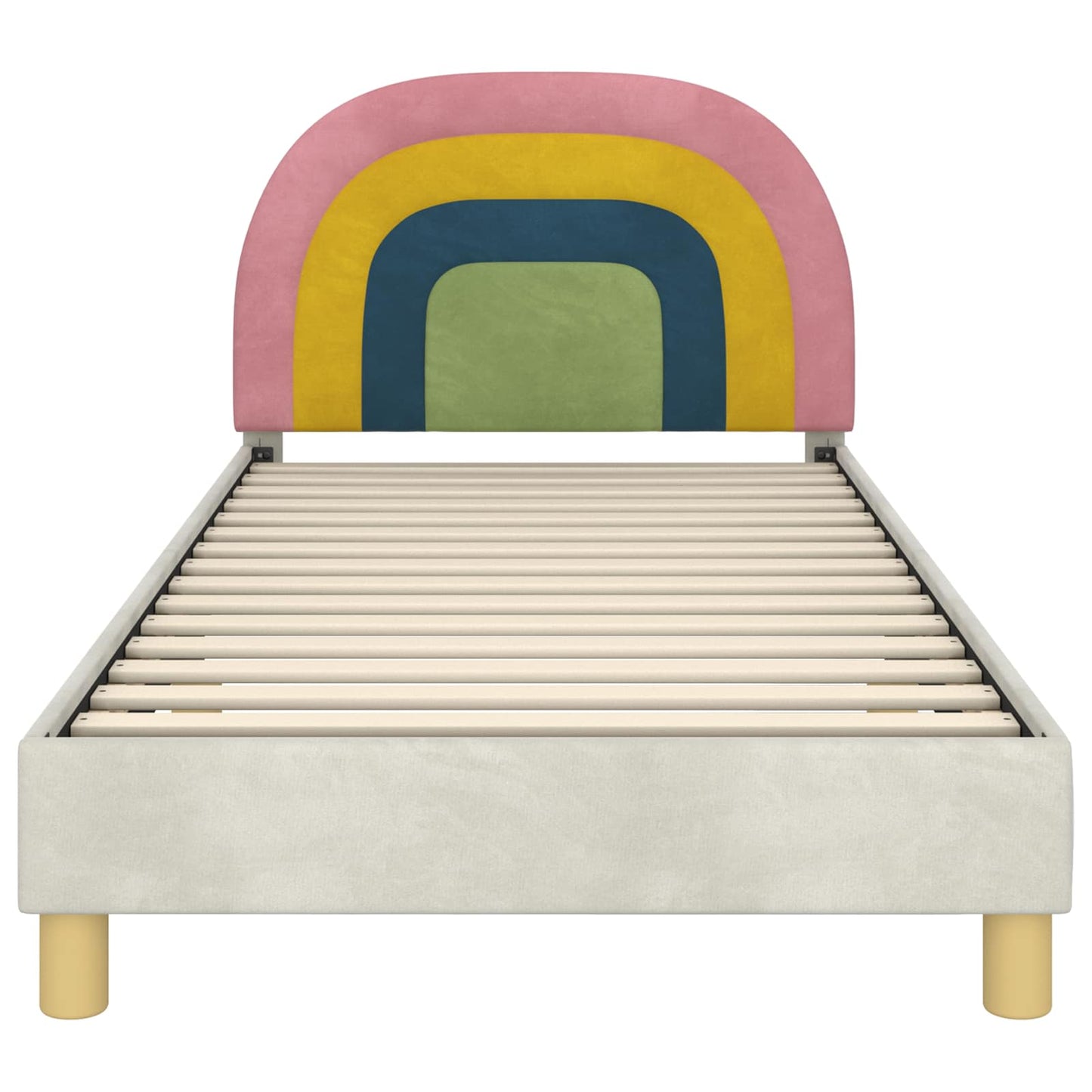 Kinderbettgestell mit Kopfteil Creme 90 x 190 cm Samt