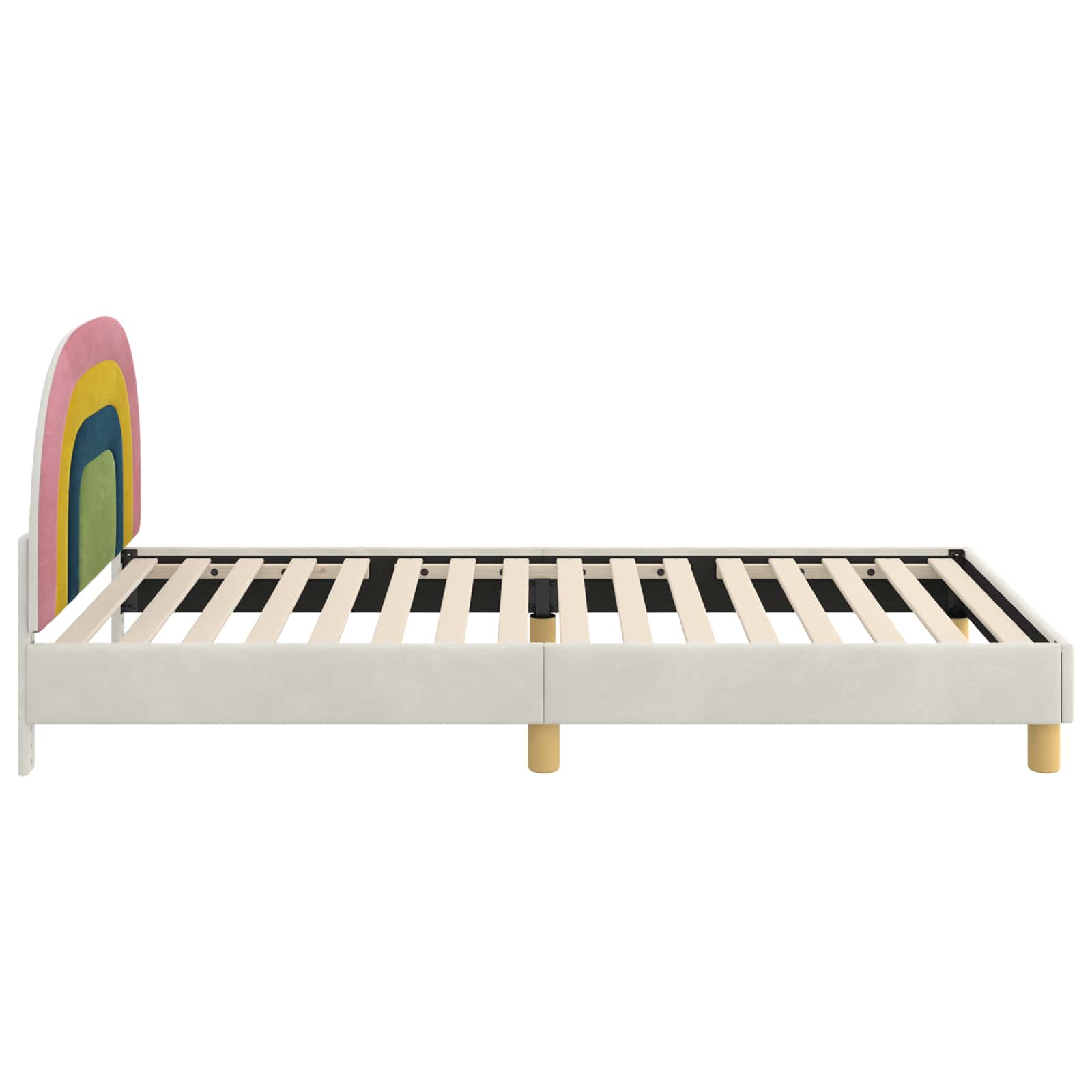 Kinderbettgestell mit Kopfteil Creme 90 x 190 cm Samt