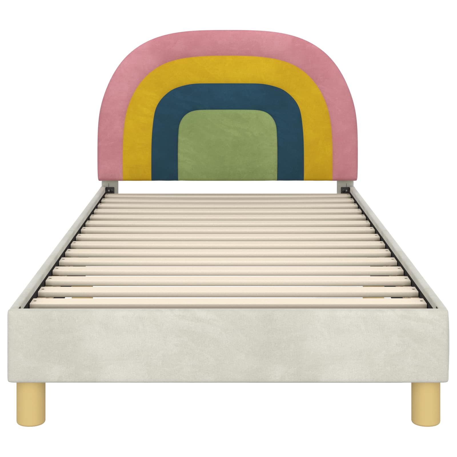 Kinderbettgestell mit Kopfteil Creme 90 x 200 cm Samt