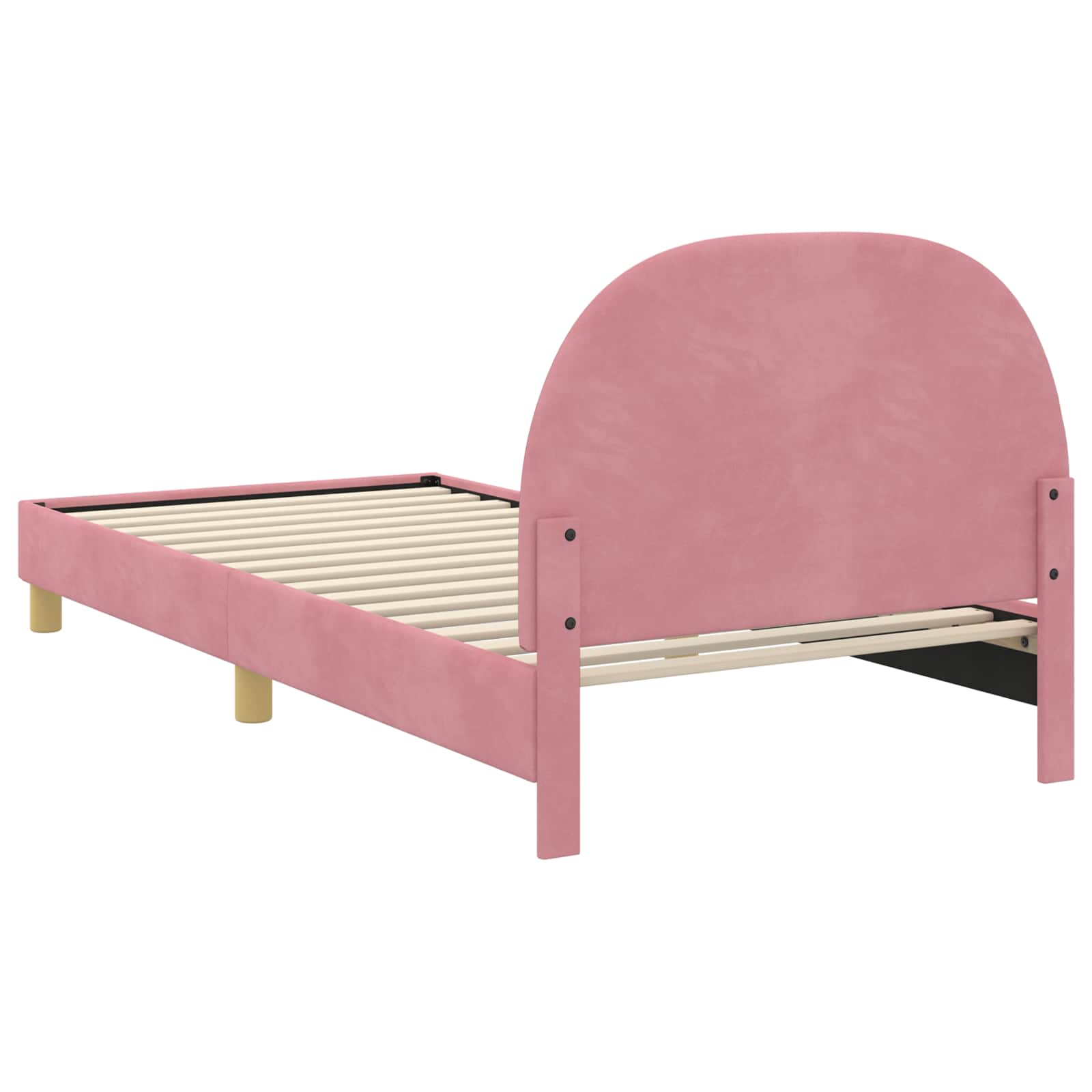 Kinderbettgestell mit Kopfteil Rosa 90 x 200 cm Samt