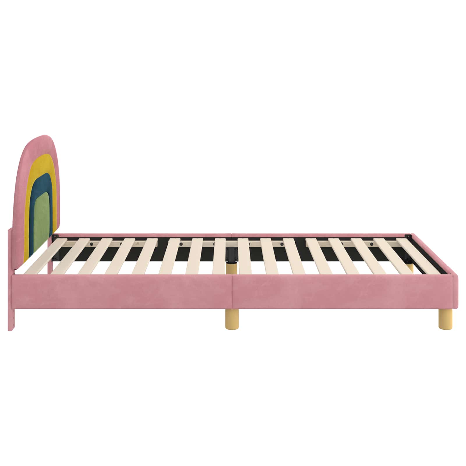 Kinderbettgestell mit Kopfteil Rosa 90 x 200 cm Samt