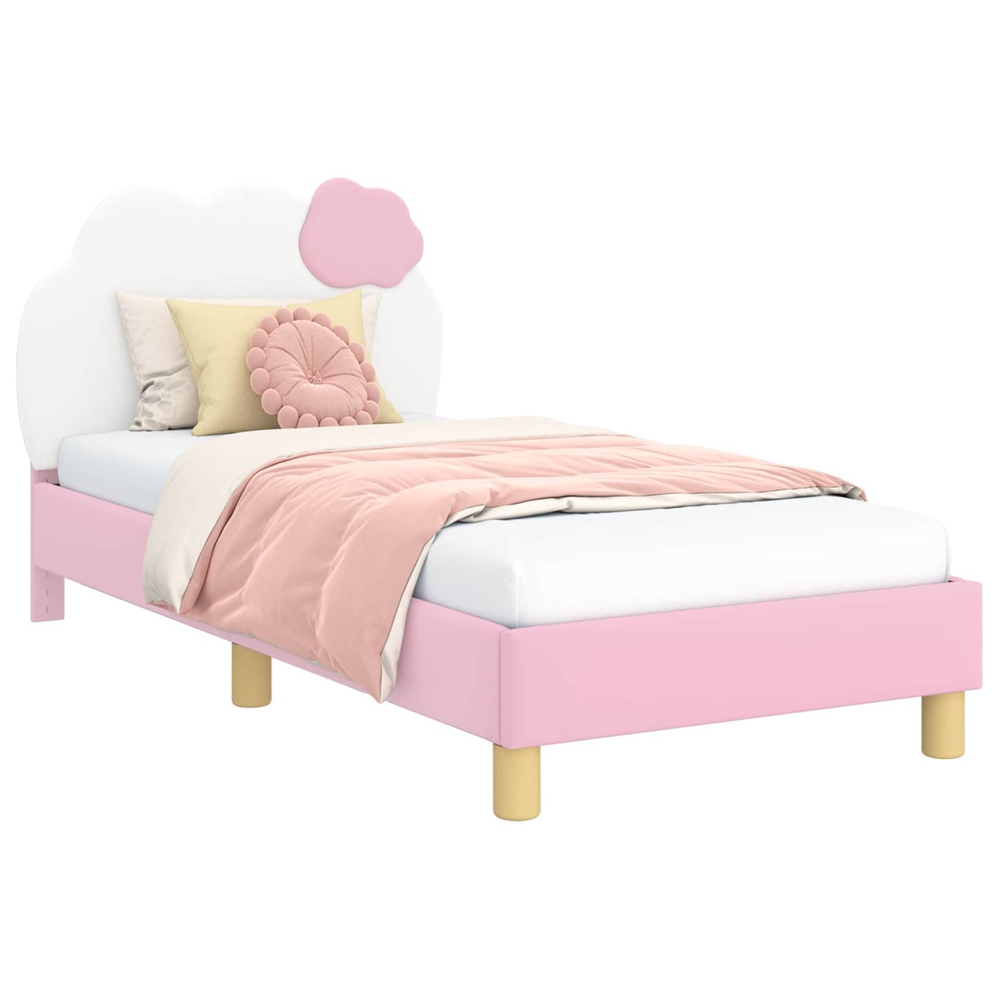 Kinderbettgestell mit Kopfteil Rosa 80 x 160 cm PU