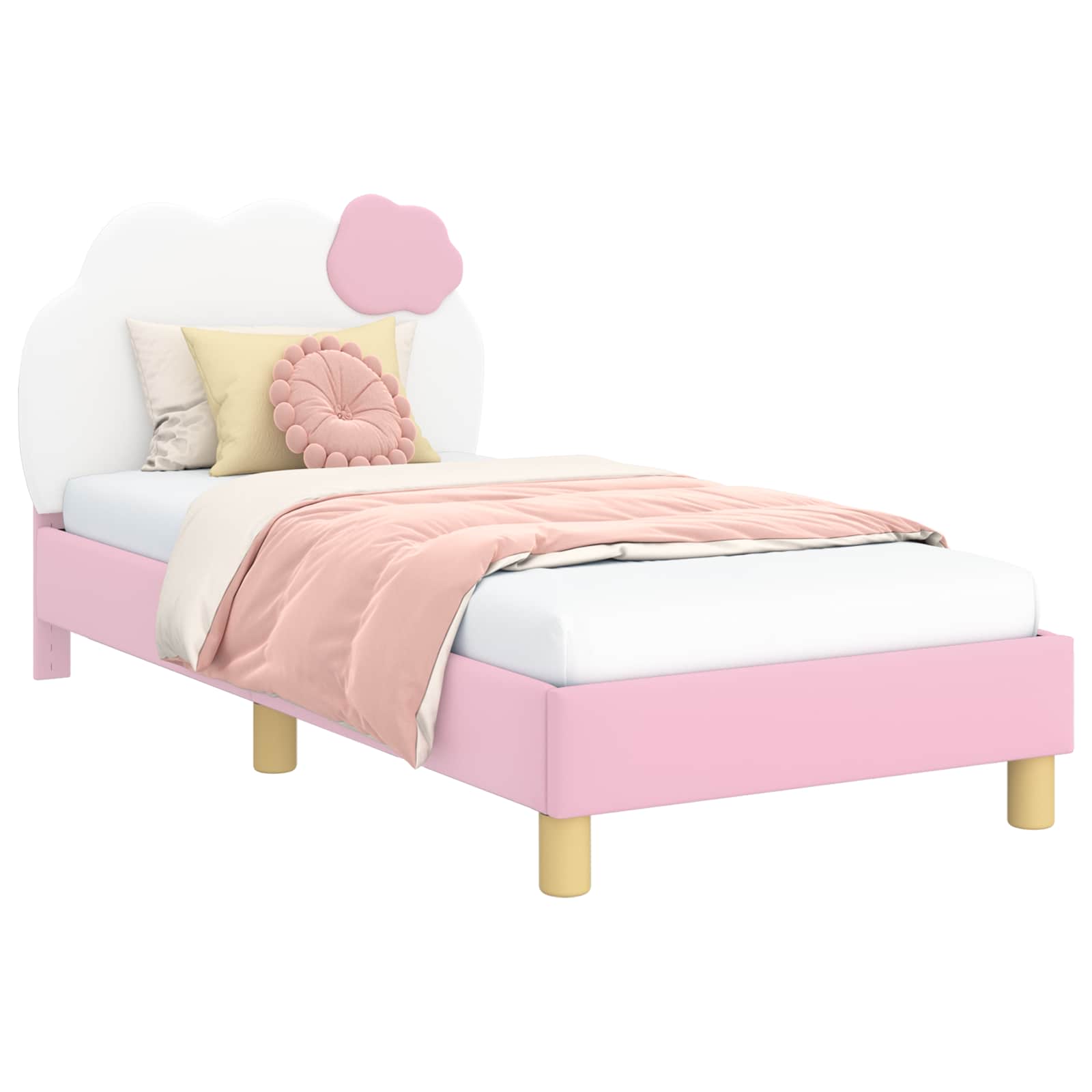 Kinderbettgestell mit Kopfteil Rosa 80 x 160 cm PU