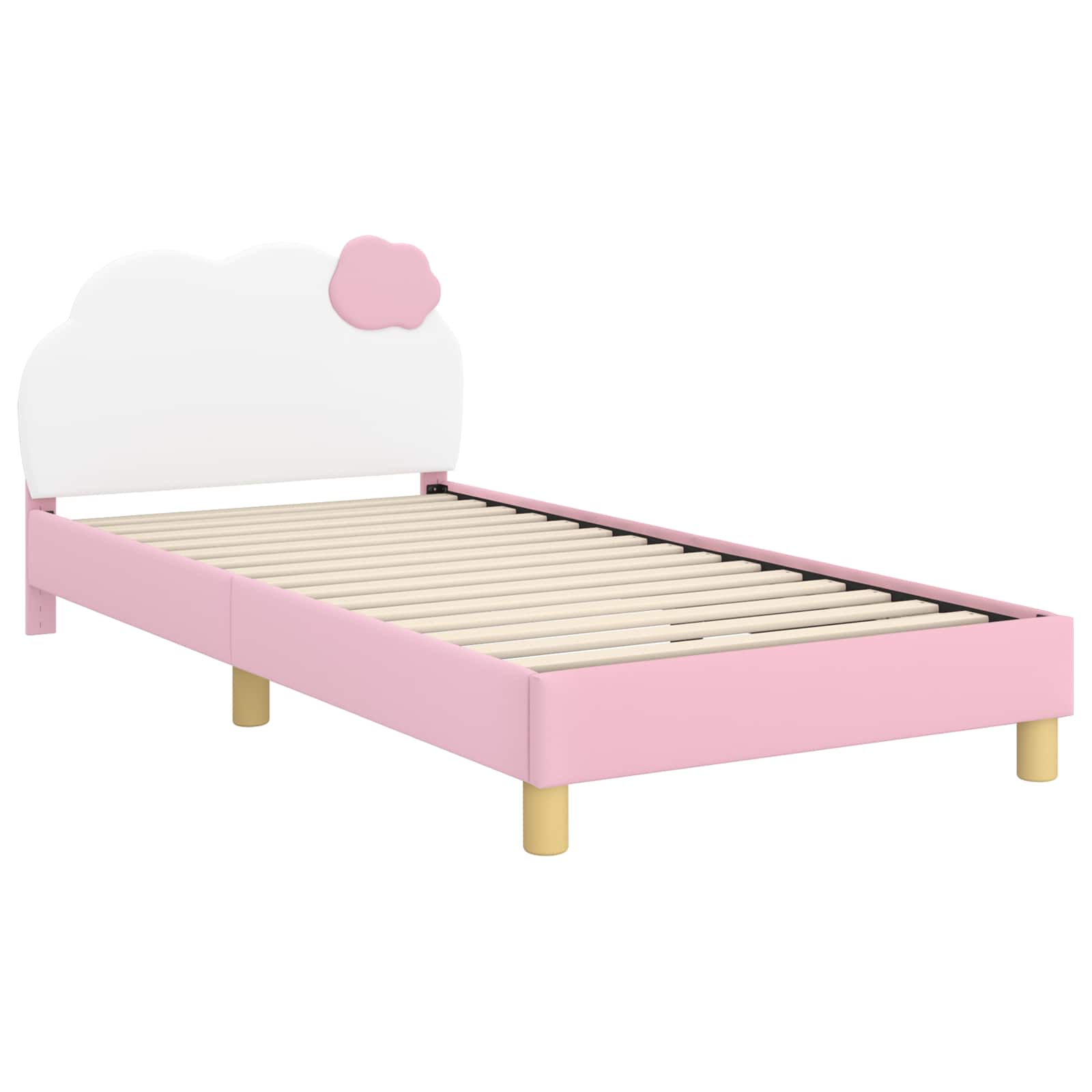 Kinderbettgestell mit Kopfteil Rosa 90 x 190 cm PU