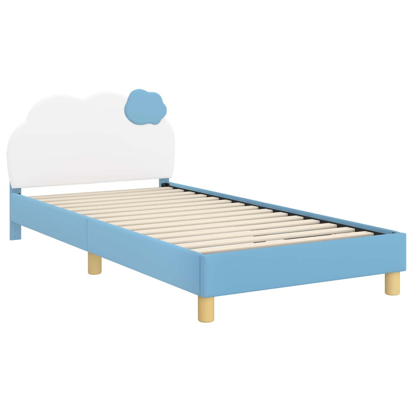 Kinderbettgestell mit Kopfteil Blau 90 x 190 cm PU