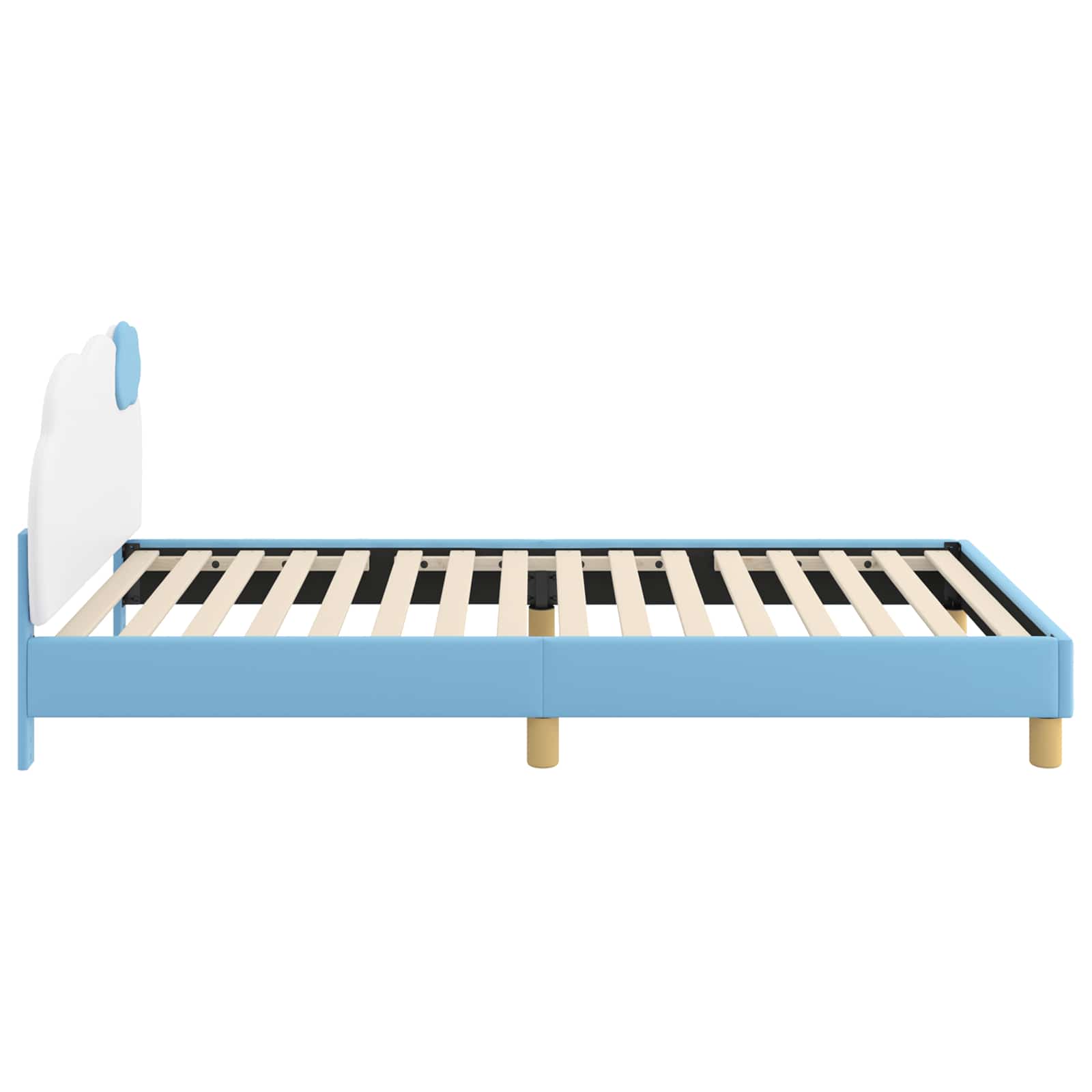 Kinderbettgestell mit Kopfteil Blau 90 x 190 cm PU