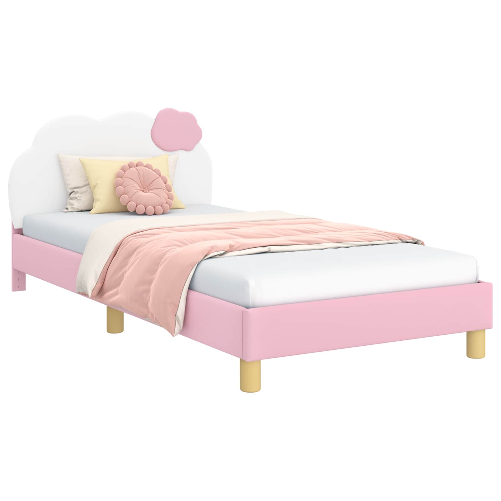Kinderbettgestell mit Kopfteil Rosa 90 x 200 cm PU