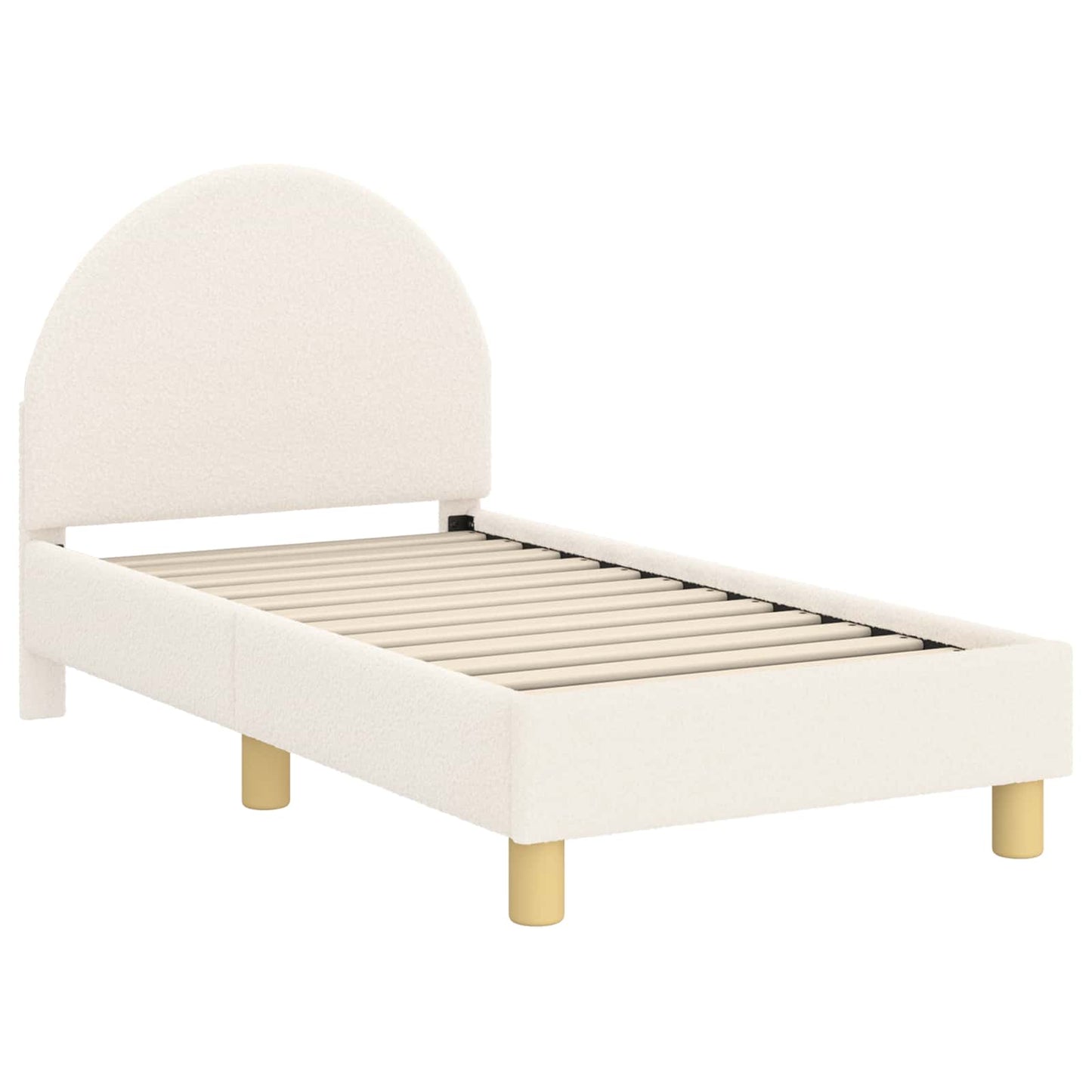 Kinderbettgestell mit Kopfteil Creme 70 x 140 cm Bouclé
