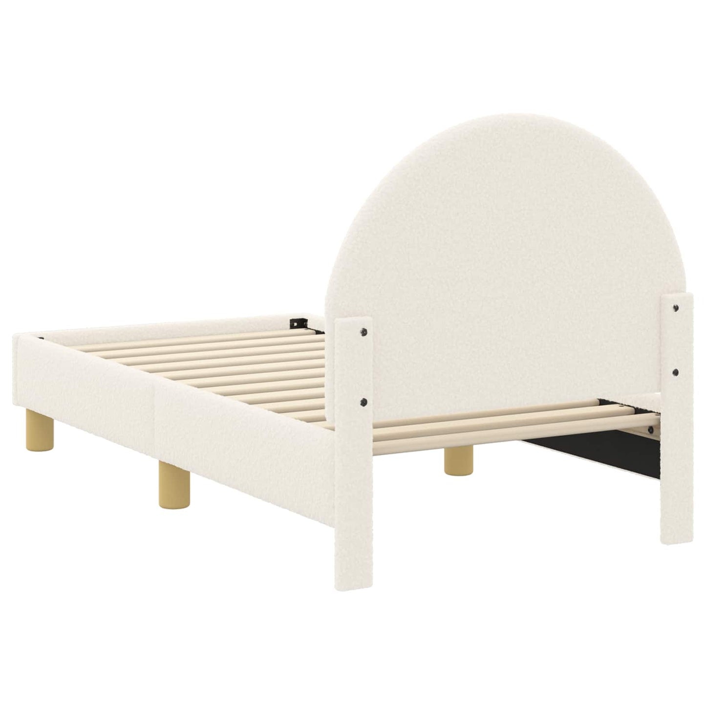 Kinderbettgestell mit Kopfteil Creme 70 x 140 cm Bouclé