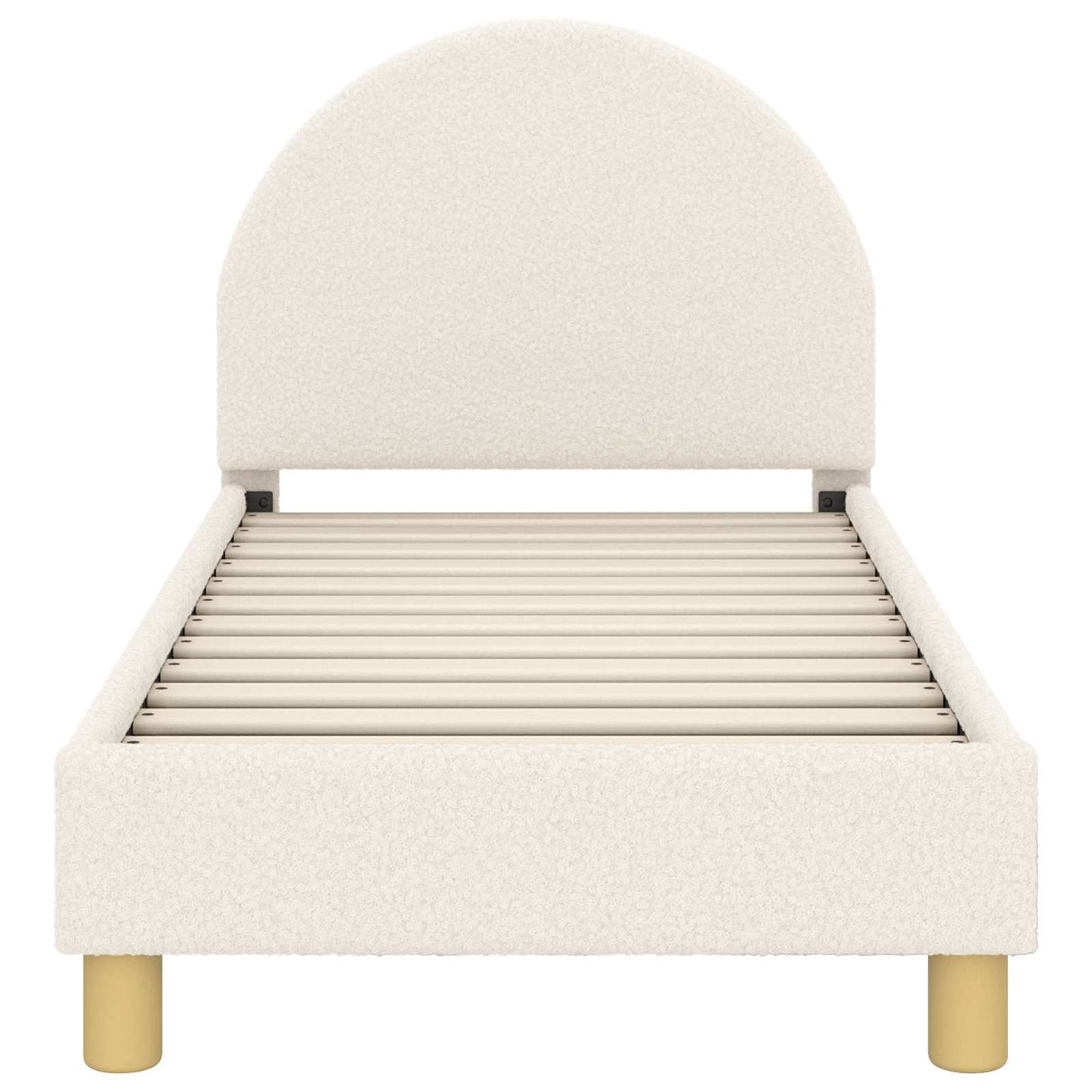 Kinderbettgestell mit Kopfteil Creme 70 x 140 cm Bouclé