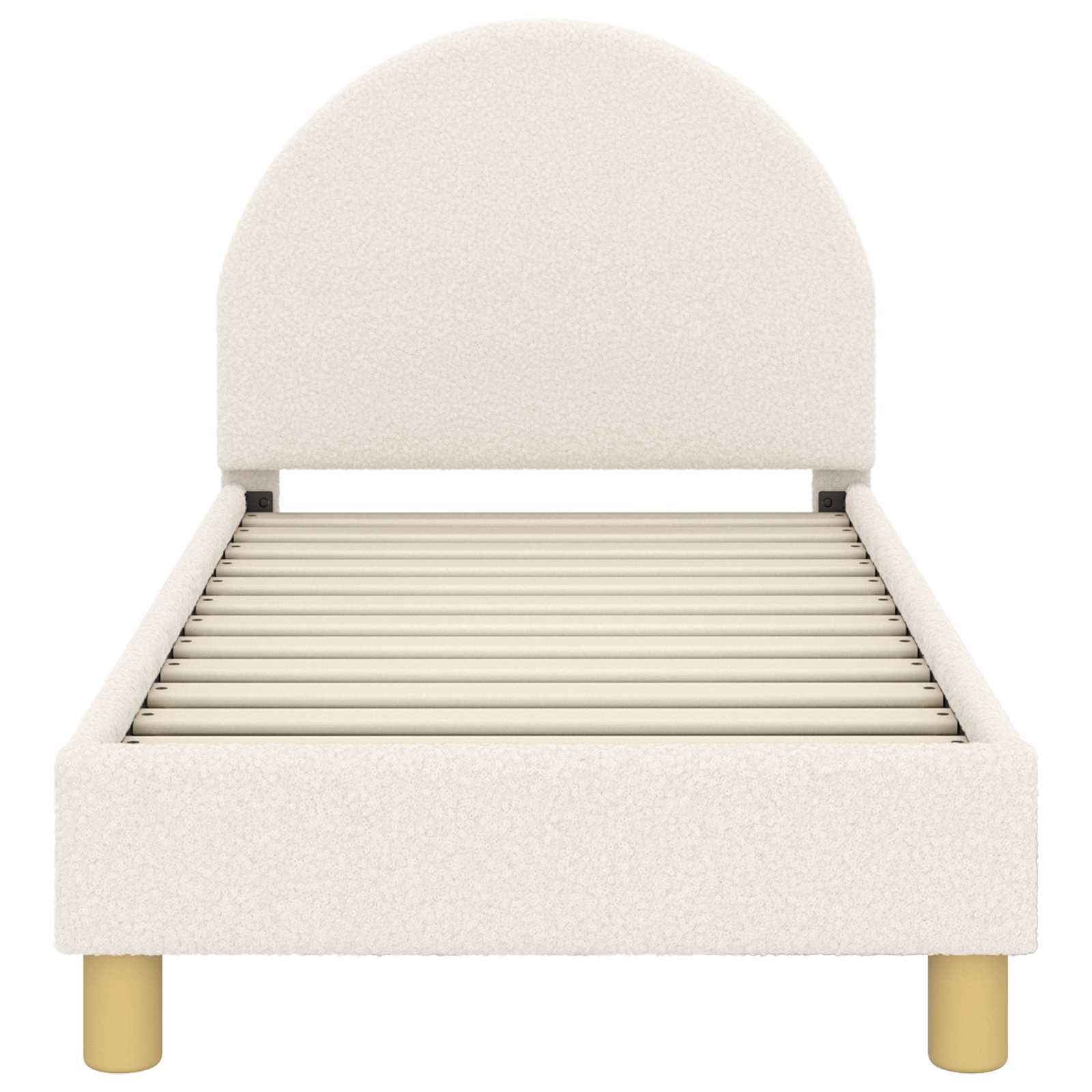 Kinderbettgestell mit Kopfteil Creme 70 x 140 cm Bouclé