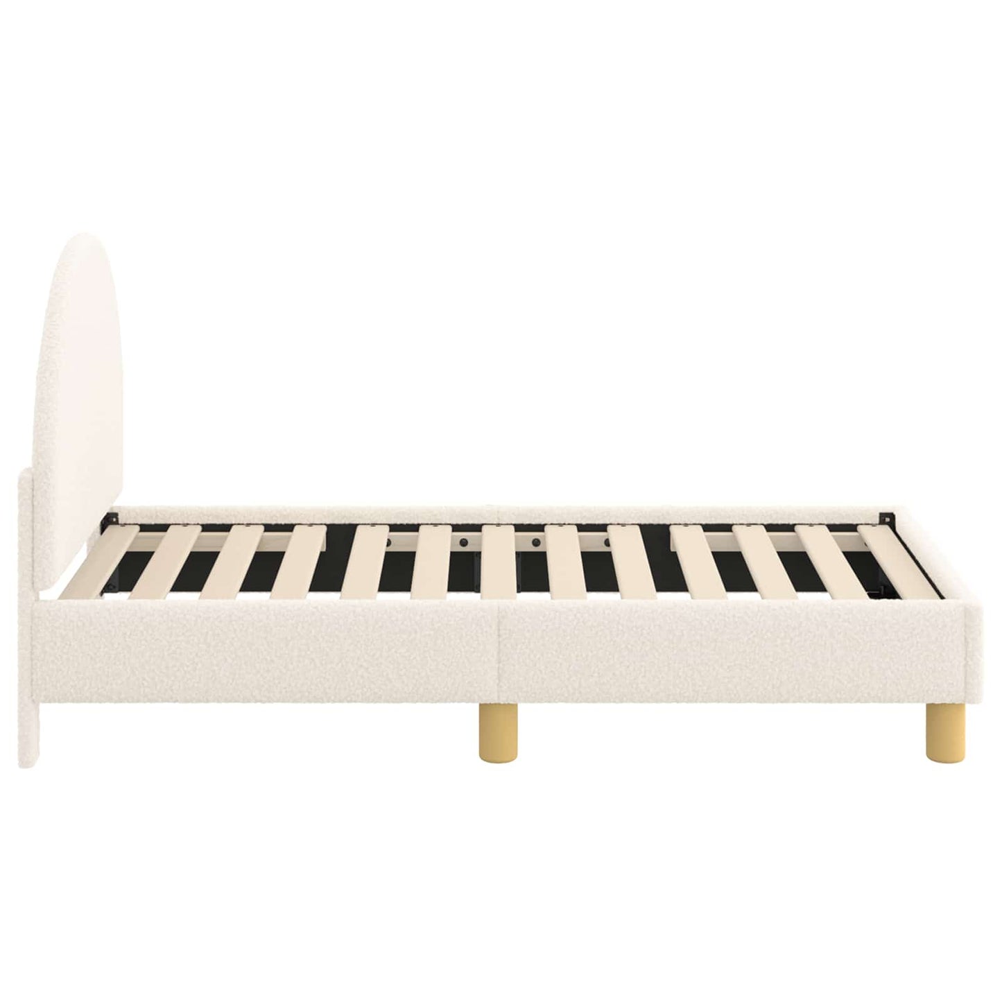 Kinderbettgestell mit Kopfteil Creme 70 x 140 cm Bouclé