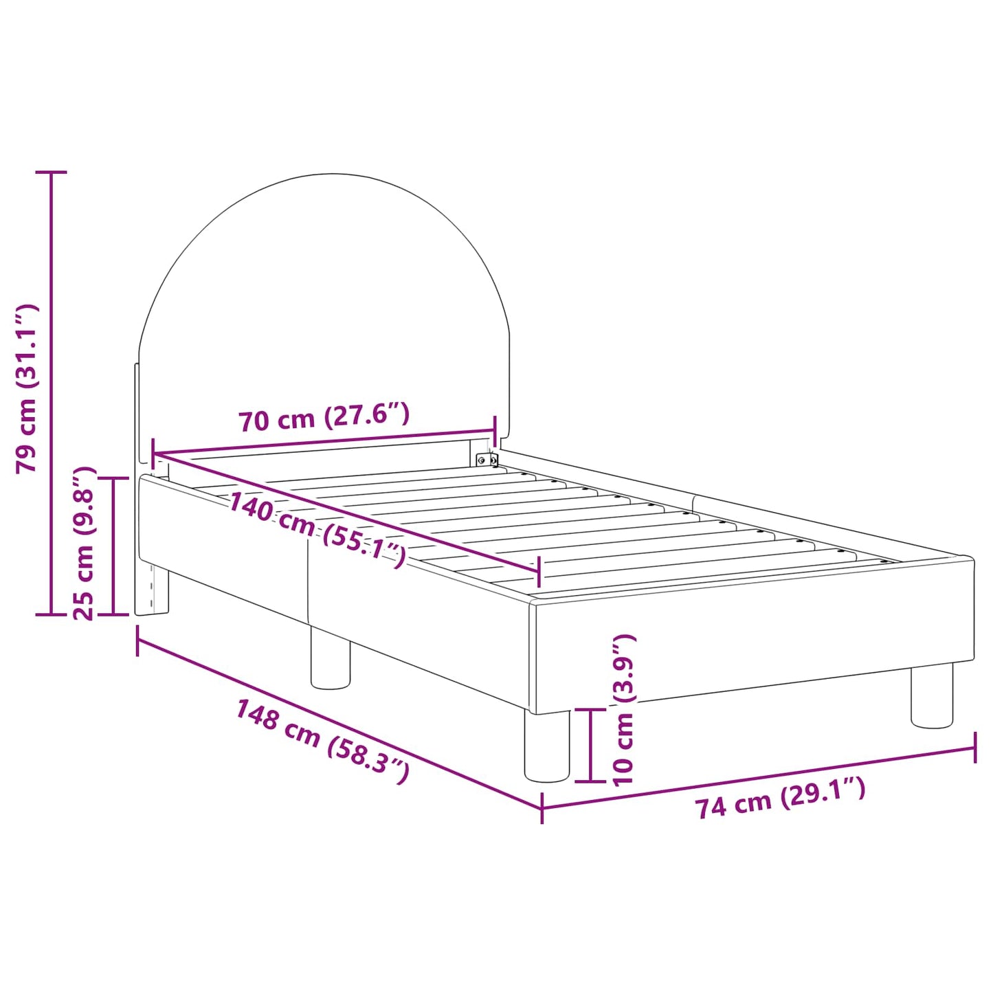 Kinderbettgestell mit Kopfteil Creme 70 x 140 cm Bouclé