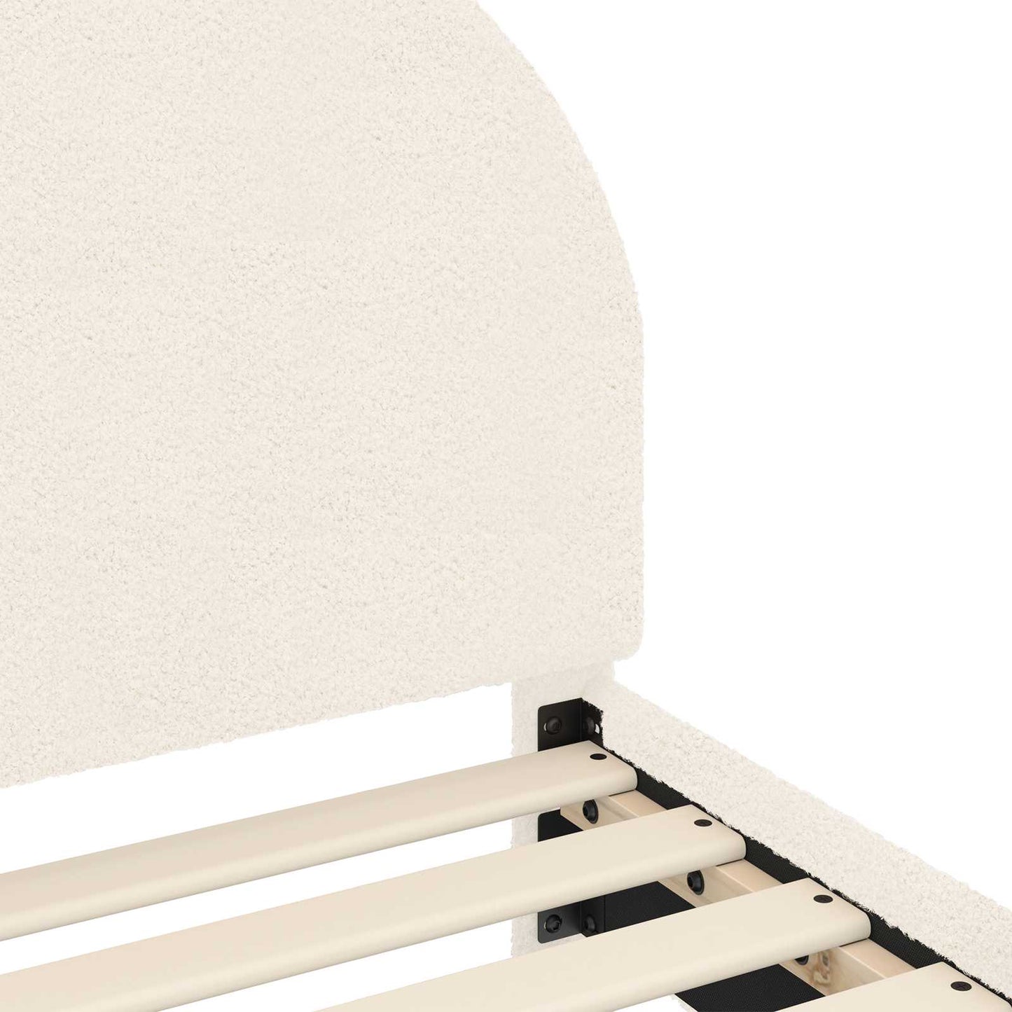 Kinderbettgestell mit Kopfteil Creme 80 x 160 cm Bouclé