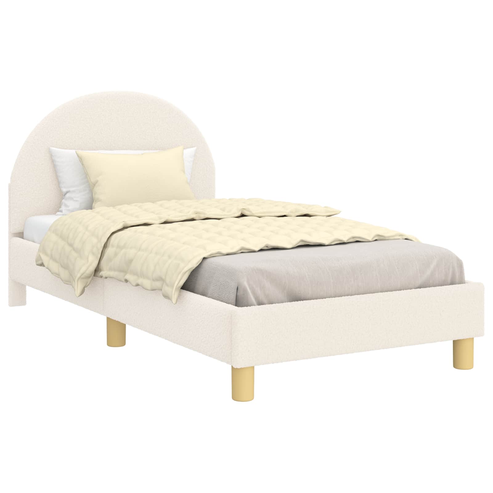 Kinderbettgestell mit Kopfteil Creme 80 x 160 cm Bouclé