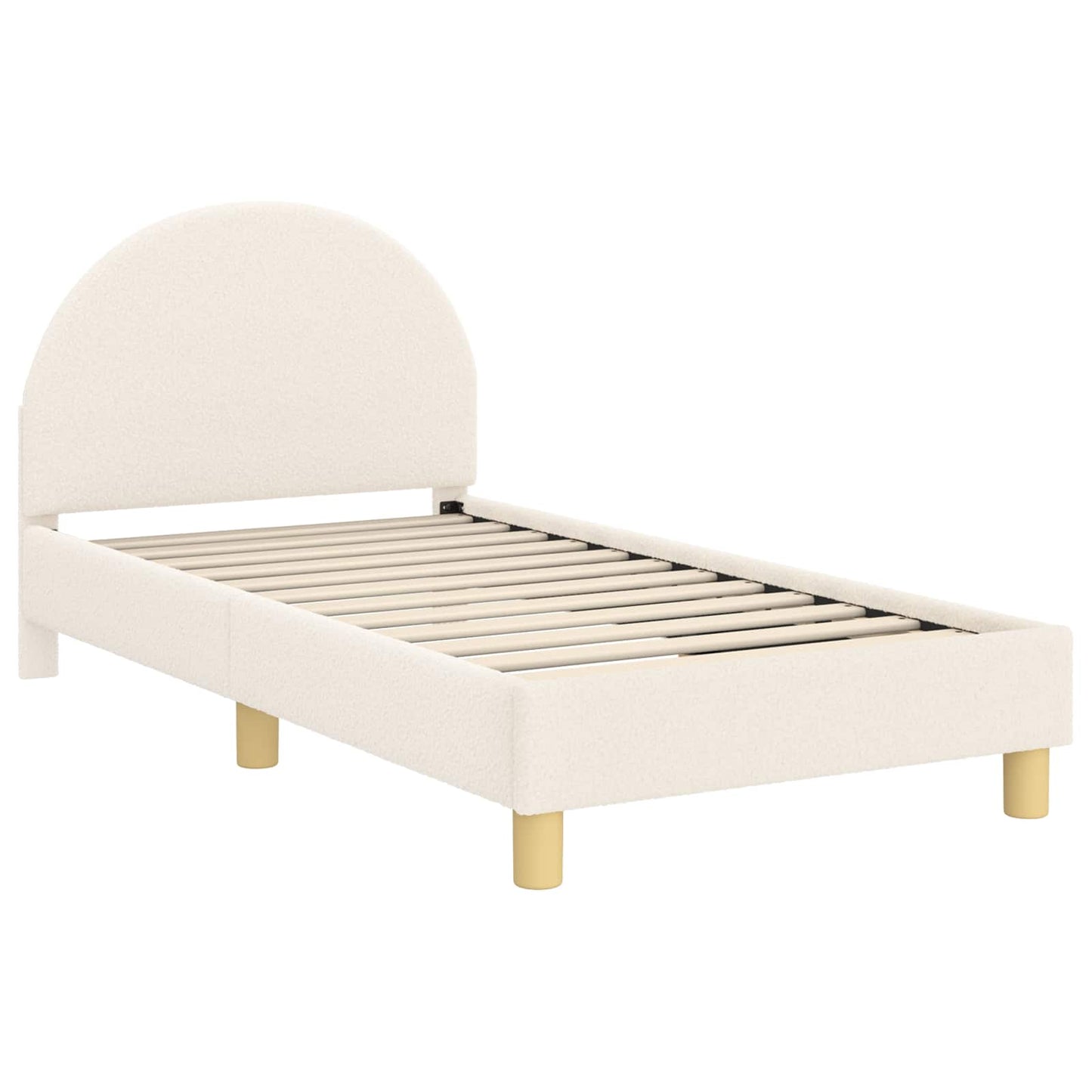 Kinderbettgestell mit Kopfteil Creme 80 x 160 cm Bouclé