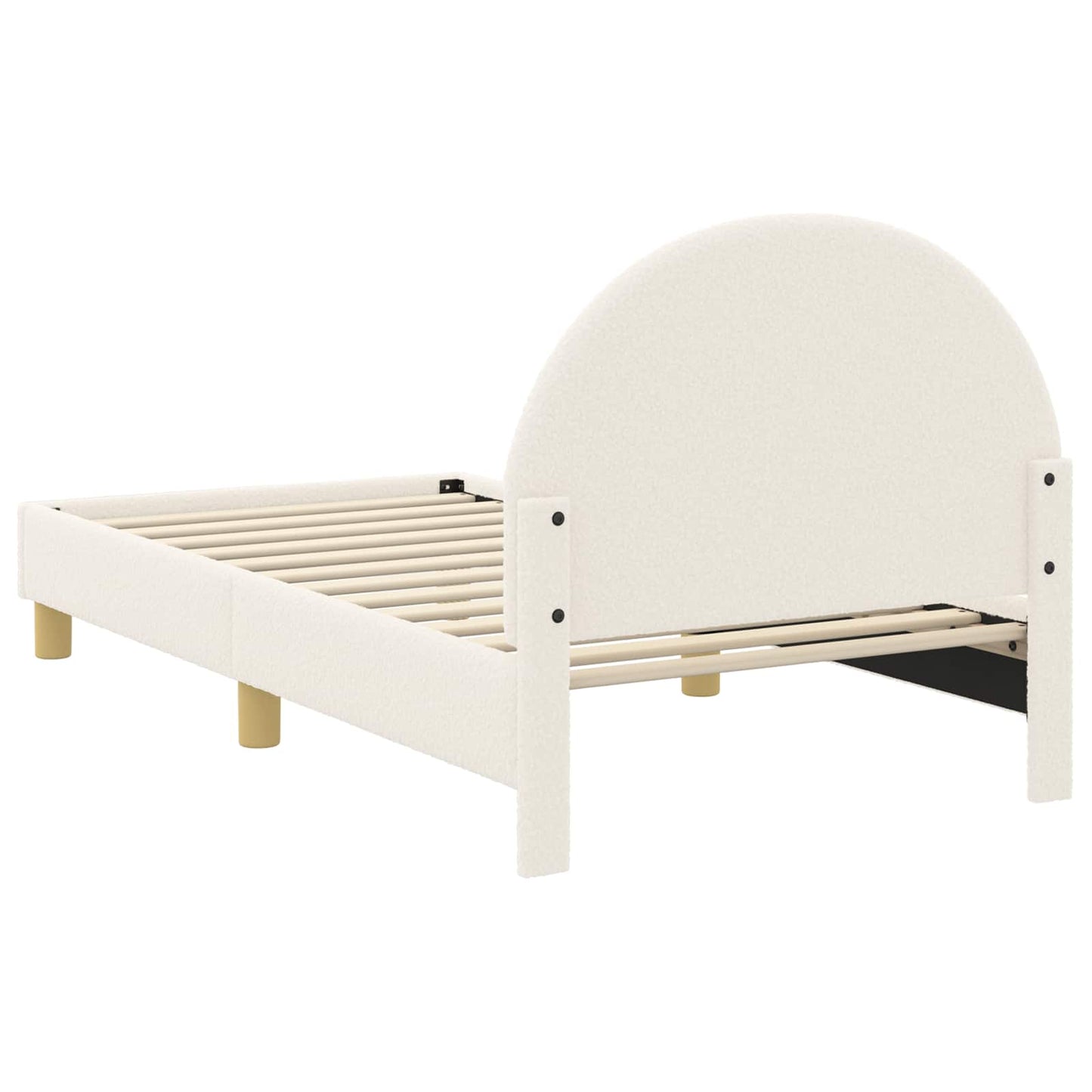 Kinderbettgestell mit Kopfteil Creme 80 x 160 cm Bouclé
