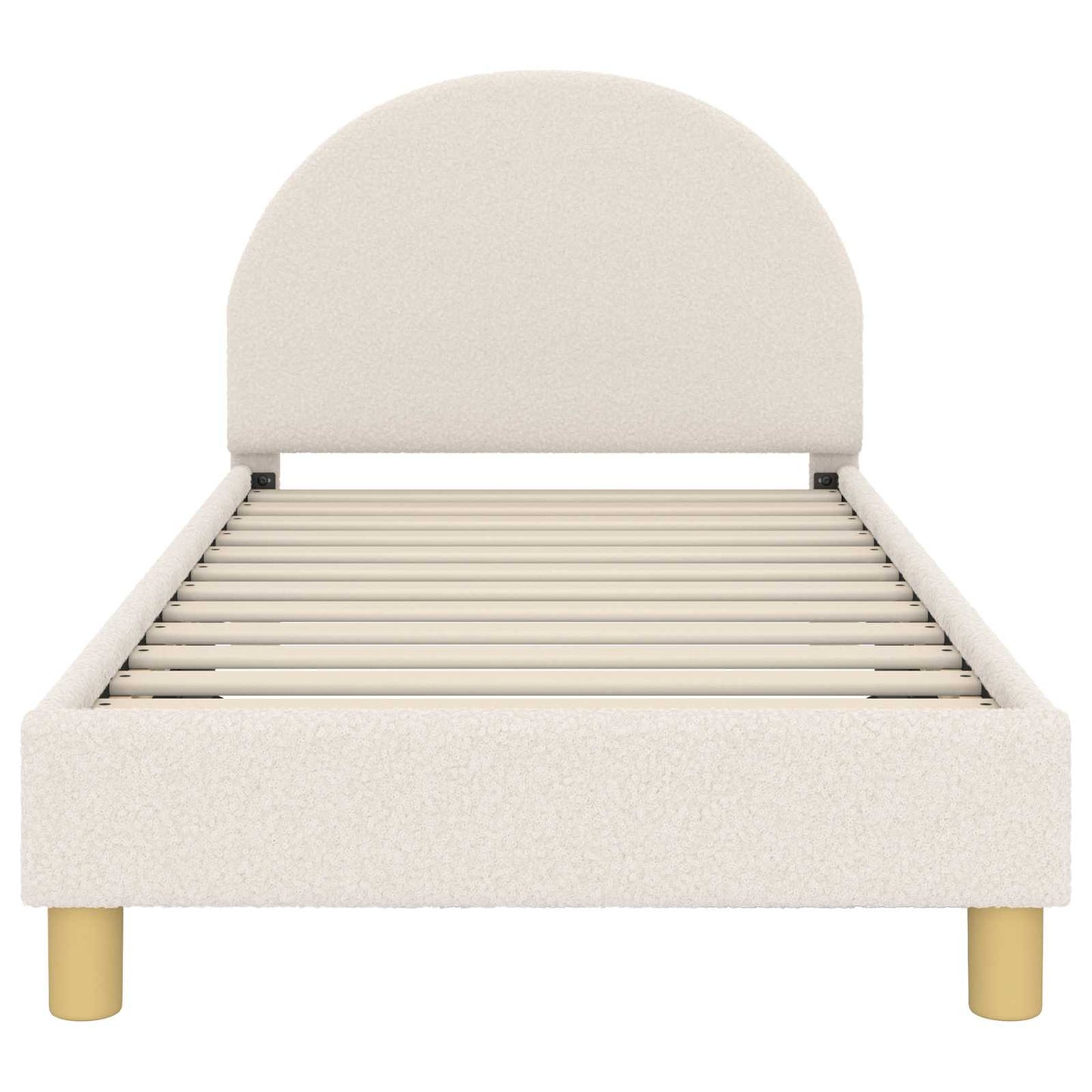 Kinderbettgestell mit Kopfteil Creme 80 x 160 cm Bouclé
