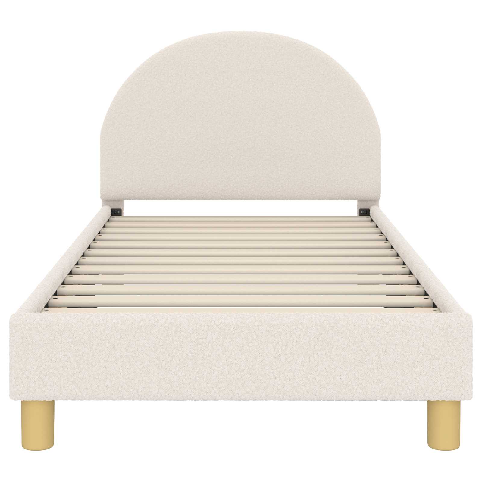 Kinderbettgestell mit Kopfteil Creme 80 x 160 cm Bouclé