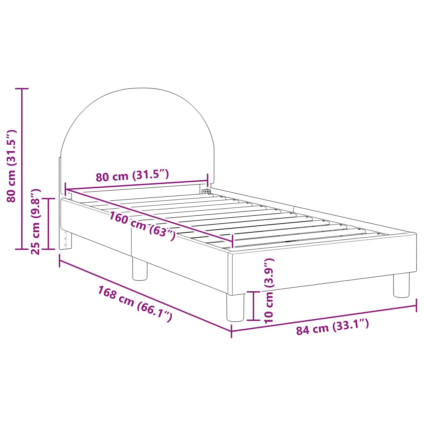 Kinderbettgestell mit Kopfteil Creme 80 x 160 cm Bouclé