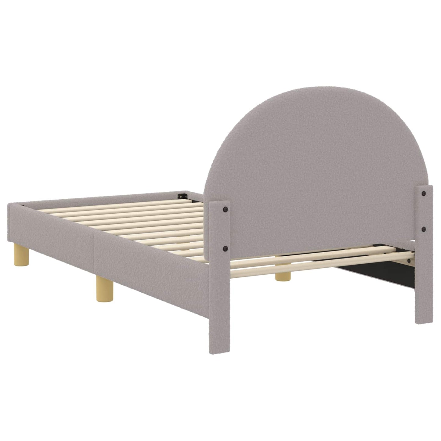 Kinderbettgestell mit Kopfteil Hellgrau 80x160 cm Bouclé