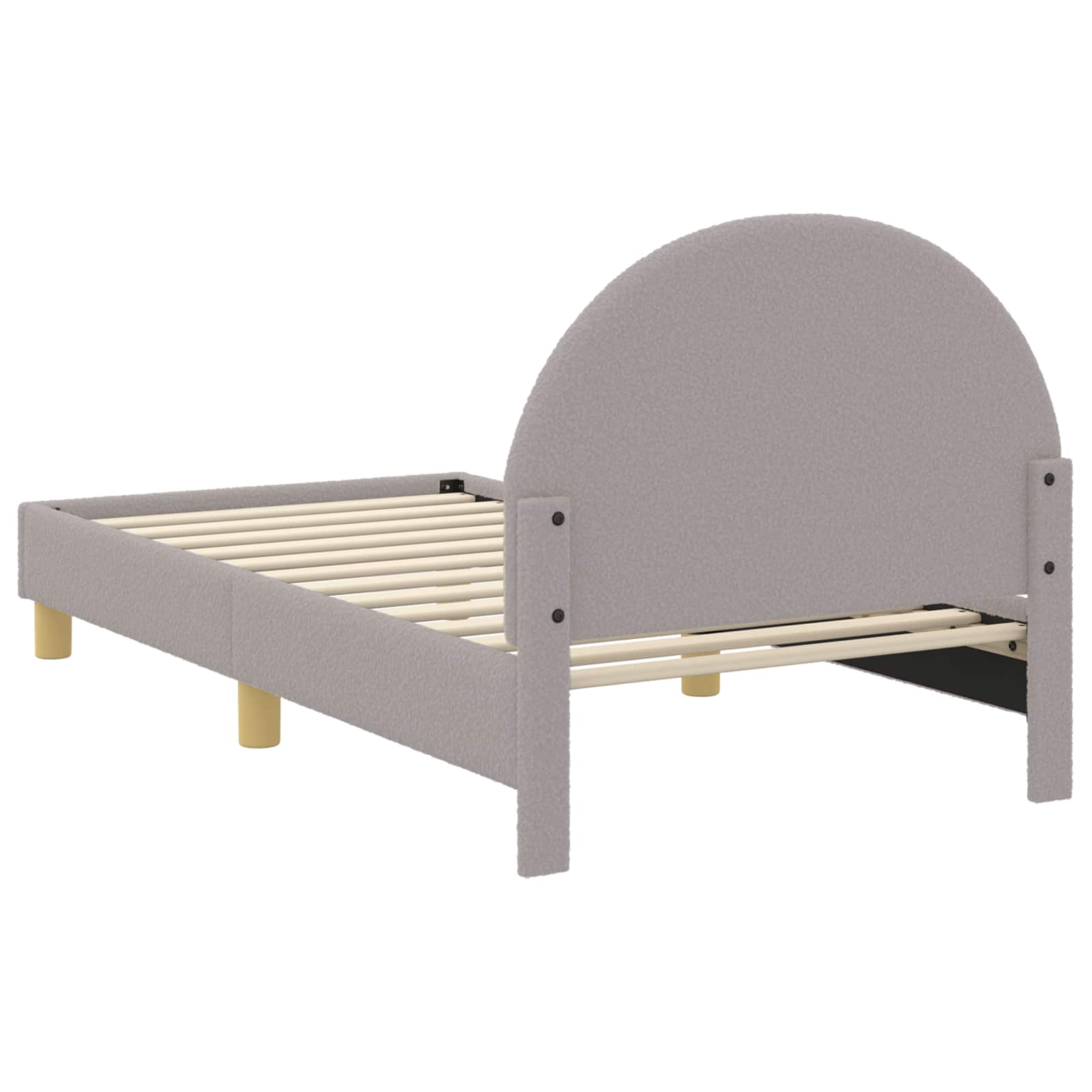 Kinderbettgestell mit Kopfteil Hellgrau 80x160 cm Bouclé