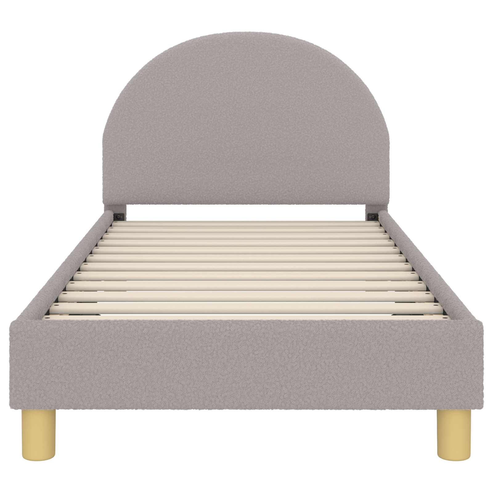 Kinderbettgestell mit Kopfteil Hellgrau 80x160 cm Bouclé