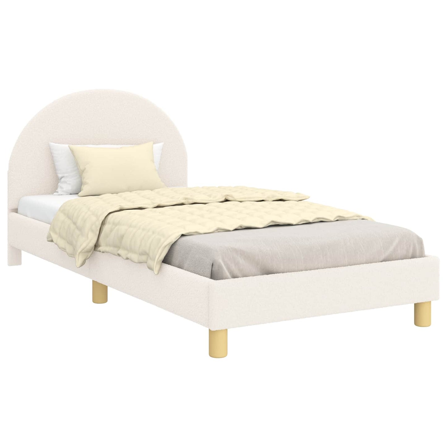 Kinderbettgestell mit Kopfteil Creme 80 x 200 cm Bouclé
