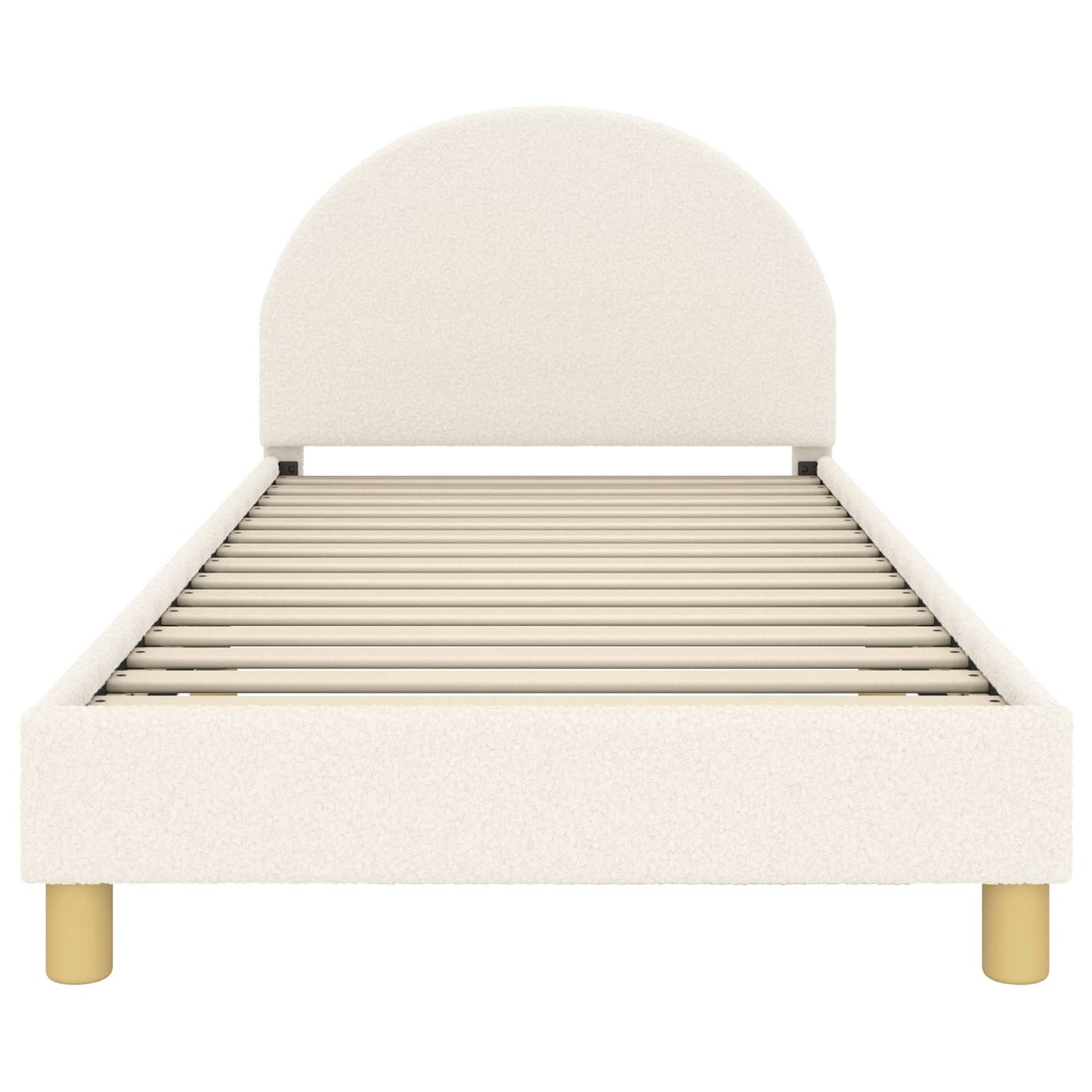 Kinderbettgestell mit Kopfteil Creme 80 x 200 cm Bouclé
