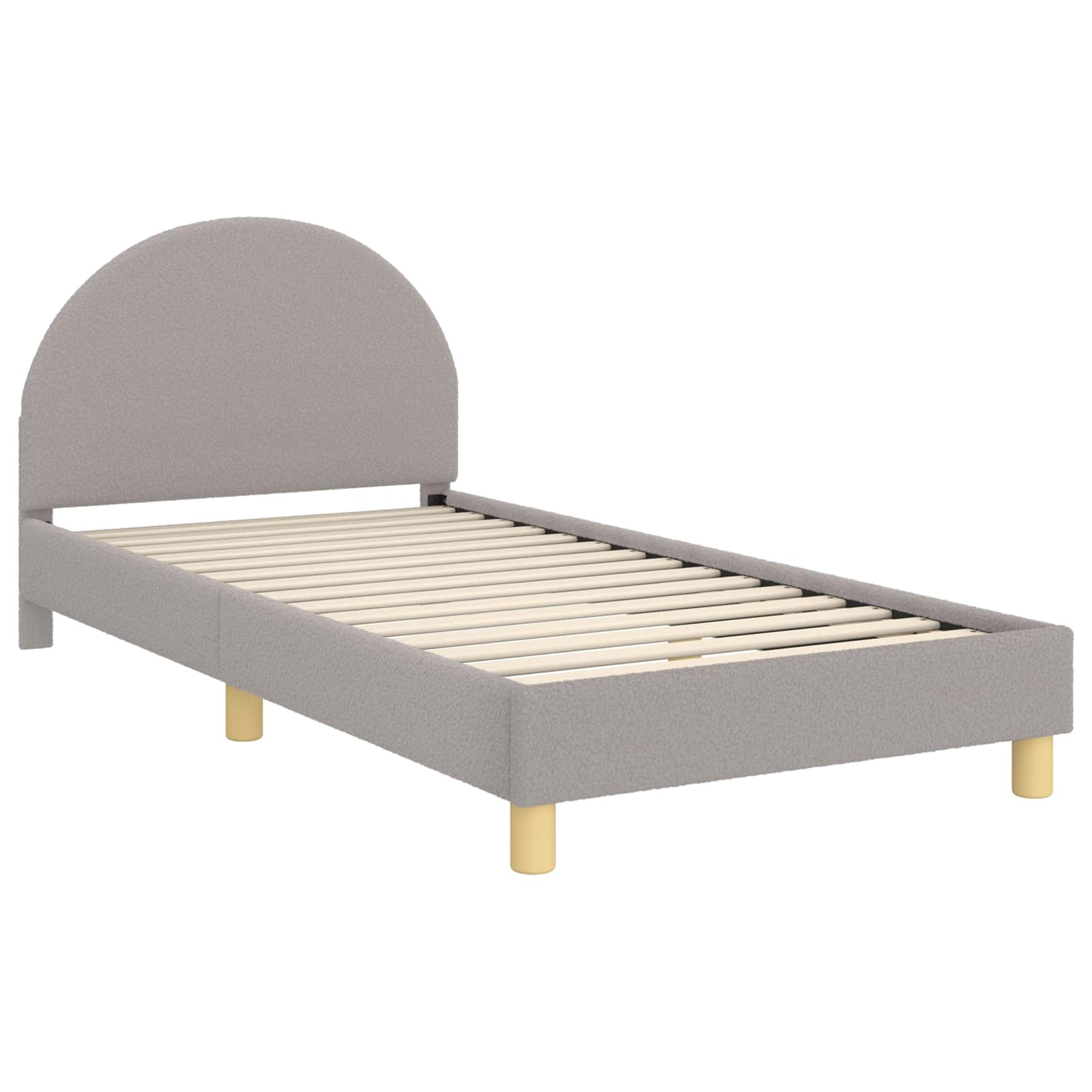 Kinderbettgestell mit Kopfteil Hellgrau 90x190 cm Bouclé