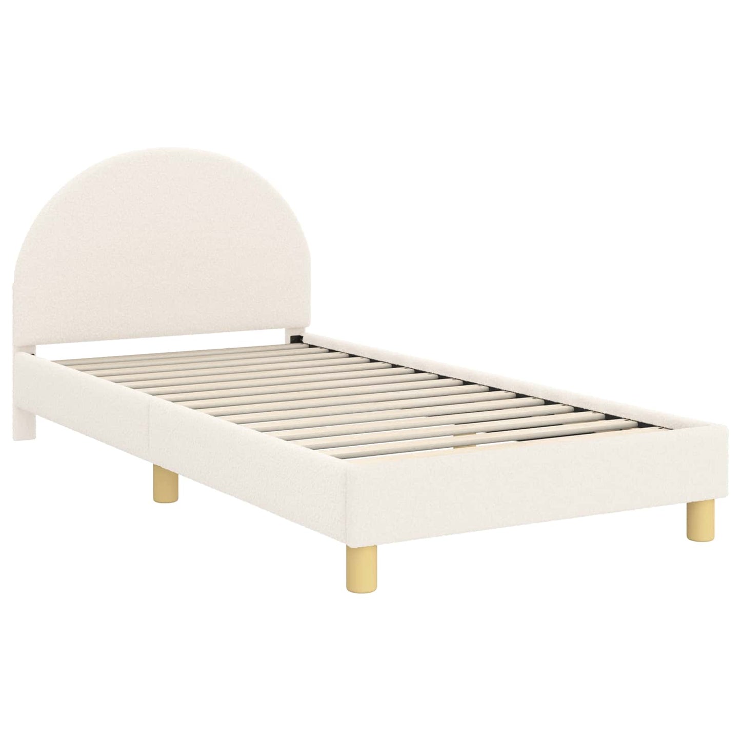 Kinderbettgestell mit Kopfteil Creme 90 x 200 cm Bouclé
