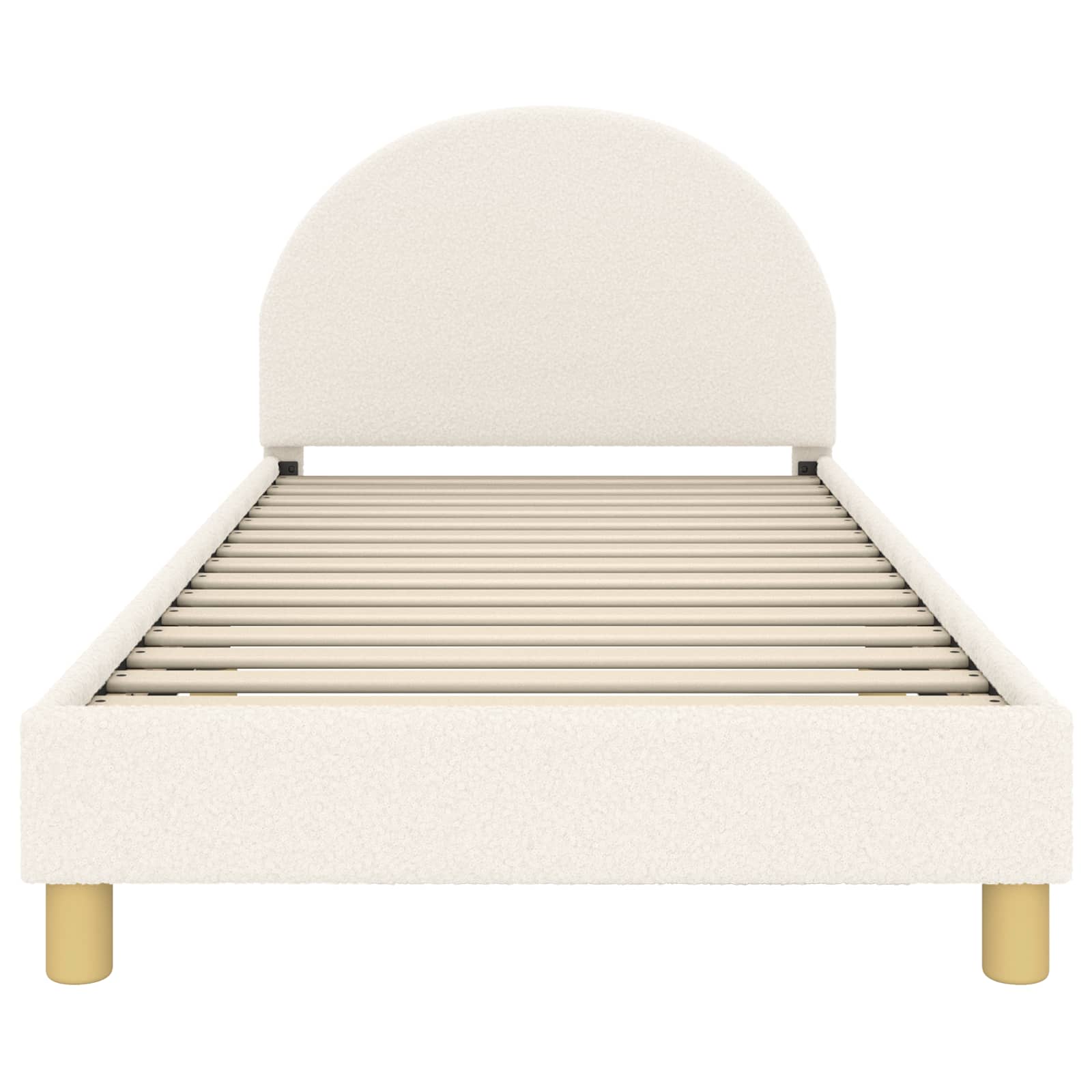 Kinderbettgestell mit Kopfteil Creme 90 x 200 cm Bouclé