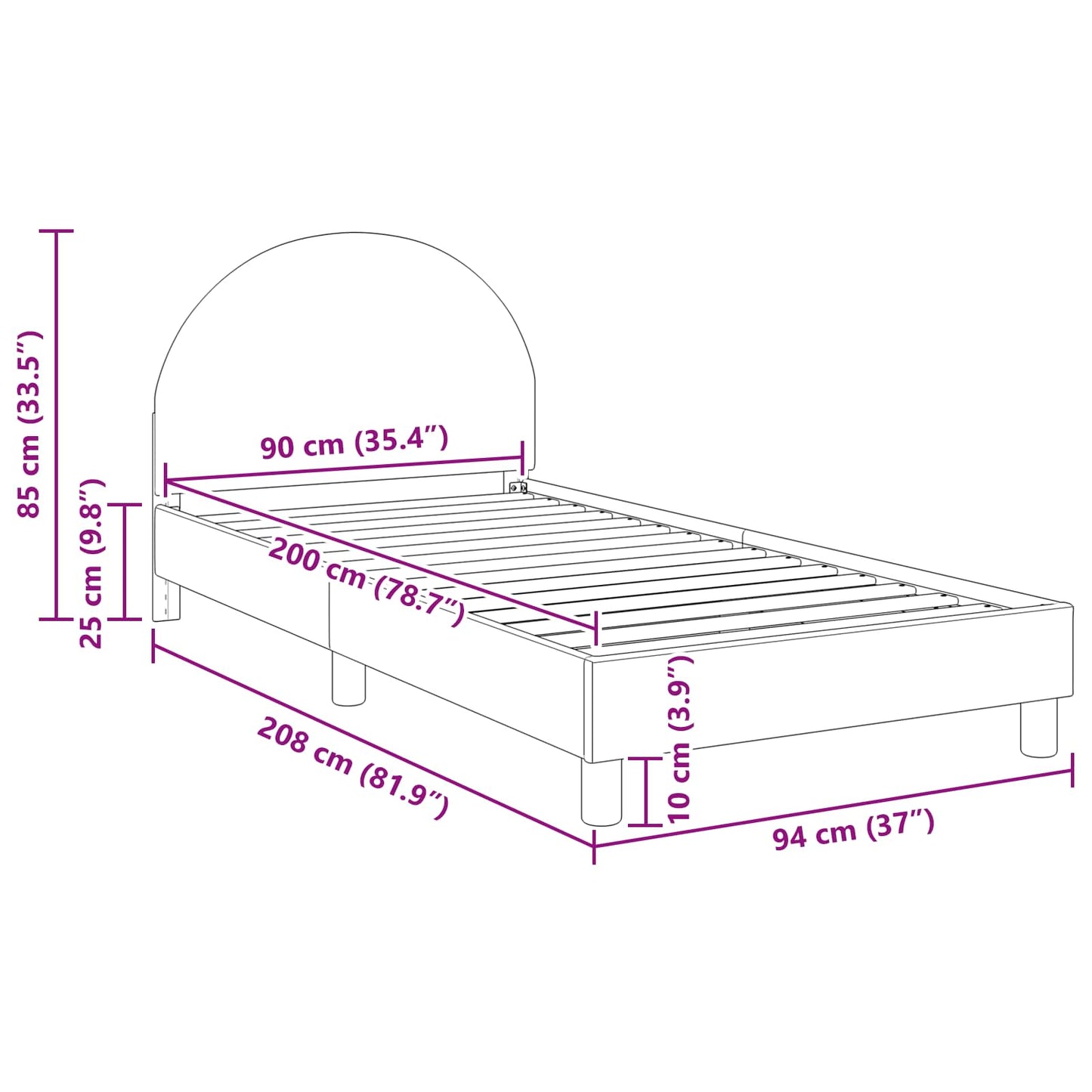 Kinderbettgestell mit Kopfteil Creme 90 x 200 cm Bouclé