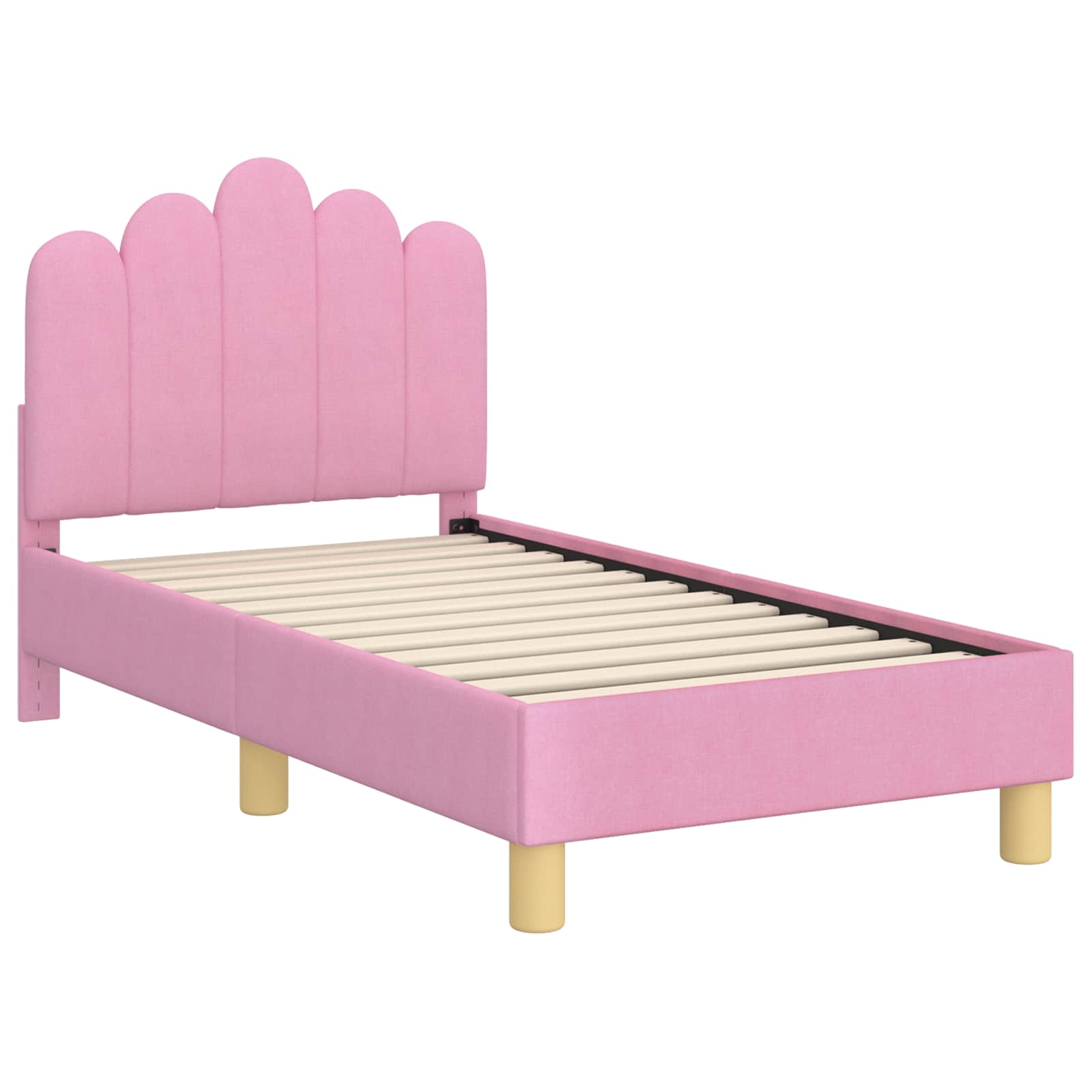 Kinderbettgestell mit Kopfteil Rosa 70 x 140 cm Stoff