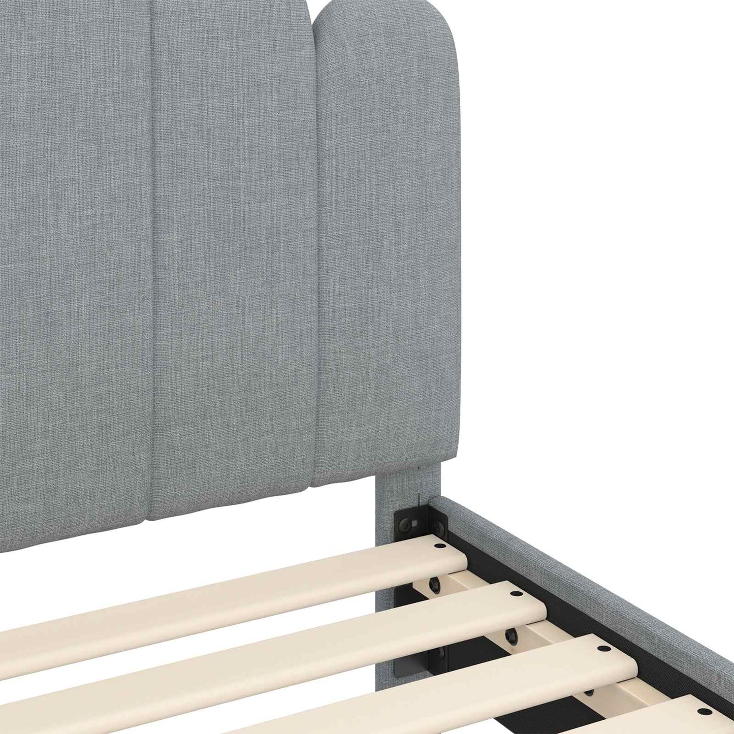 Kinderbettgestell mit Kopfteil Hellgrau 80 x 160 cm Stoff