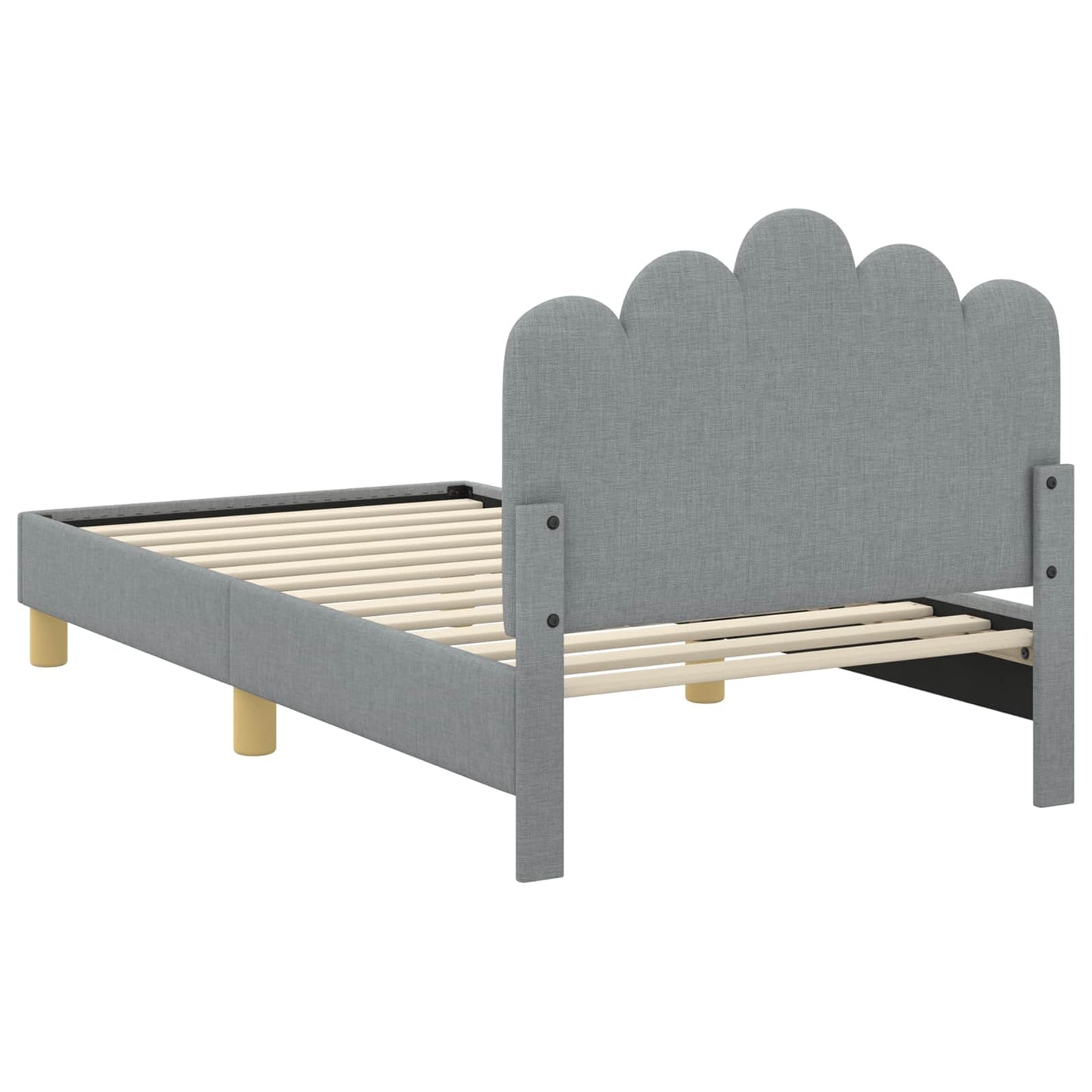 Kinderbettgestell mit Kopfteil Hellgrau 80 x 160 cm Stoff