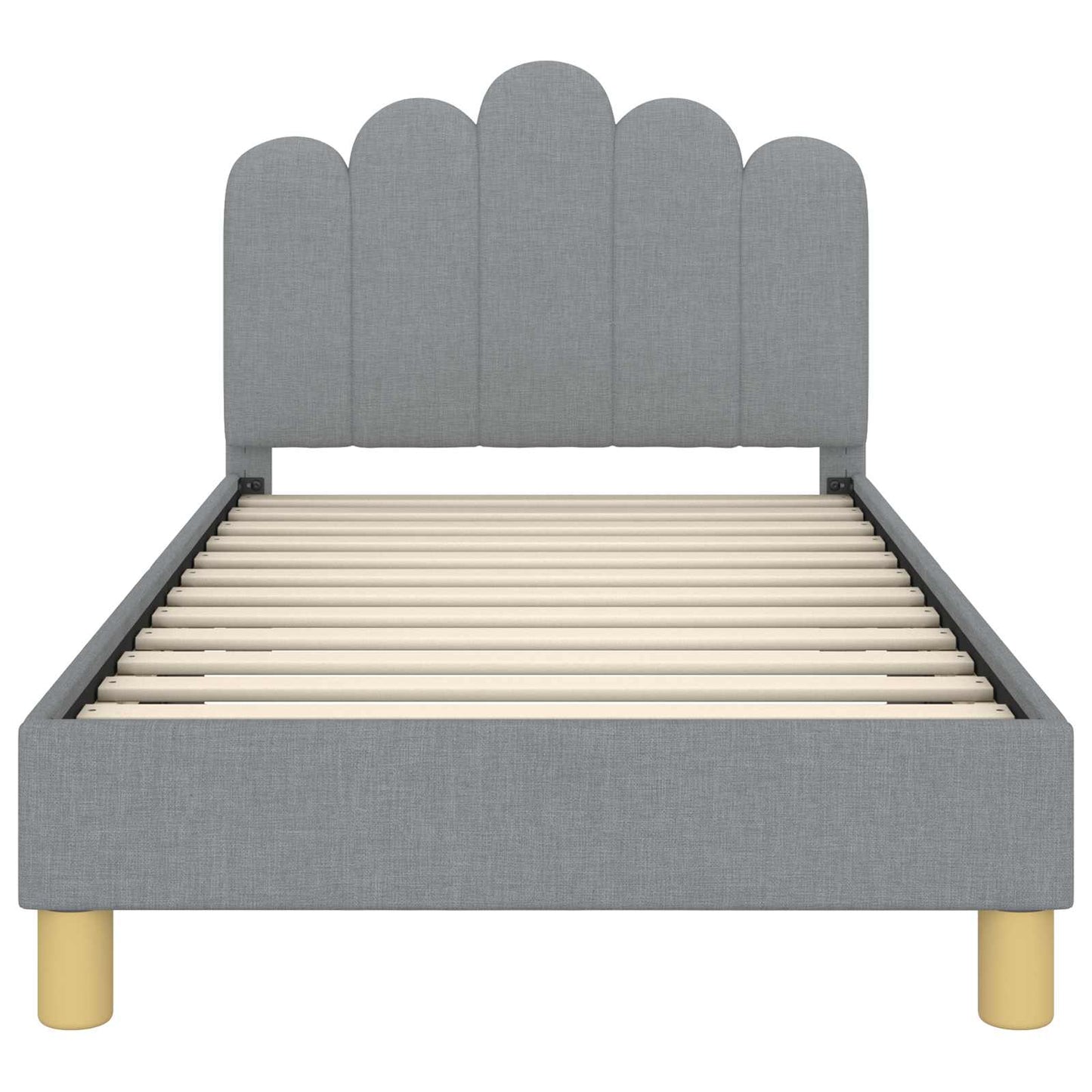 Kinderbettgestell mit Kopfteil Hellgrau 80 x 160 cm Stoff