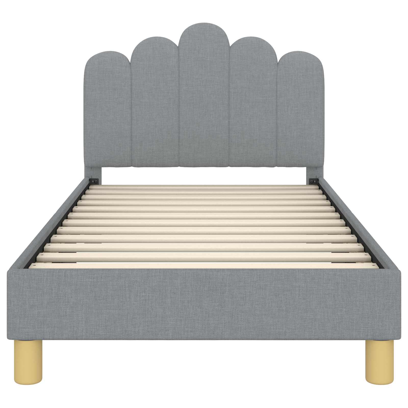 Kinderbettgestell mit Kopfteil Hellgrau 80 x 160 cm Stoff
