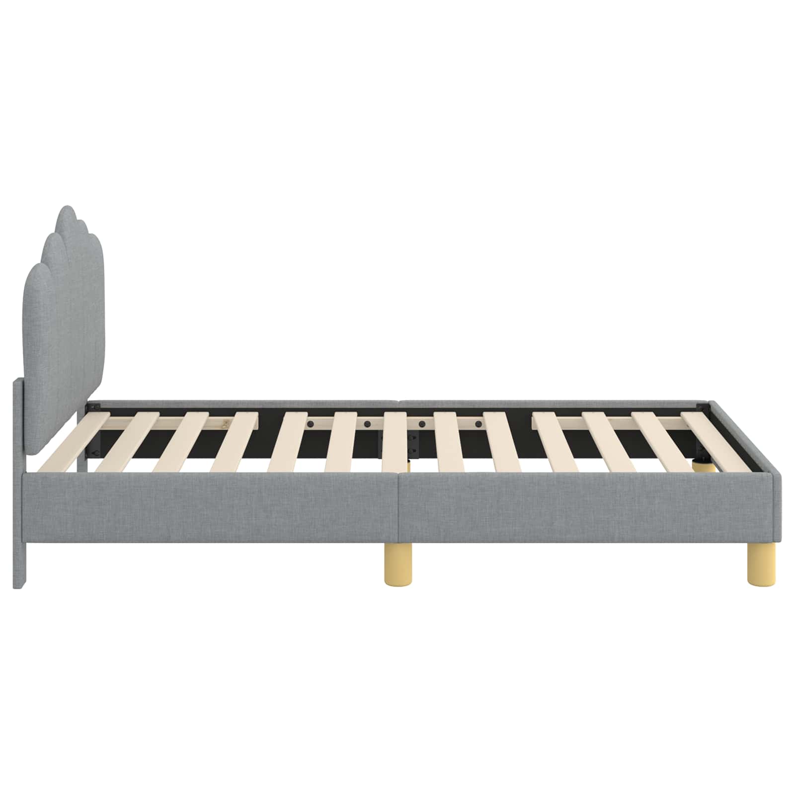 Kinderbettgestell mit Kopfteil Hellgrau 80 x 160 cm Stoff