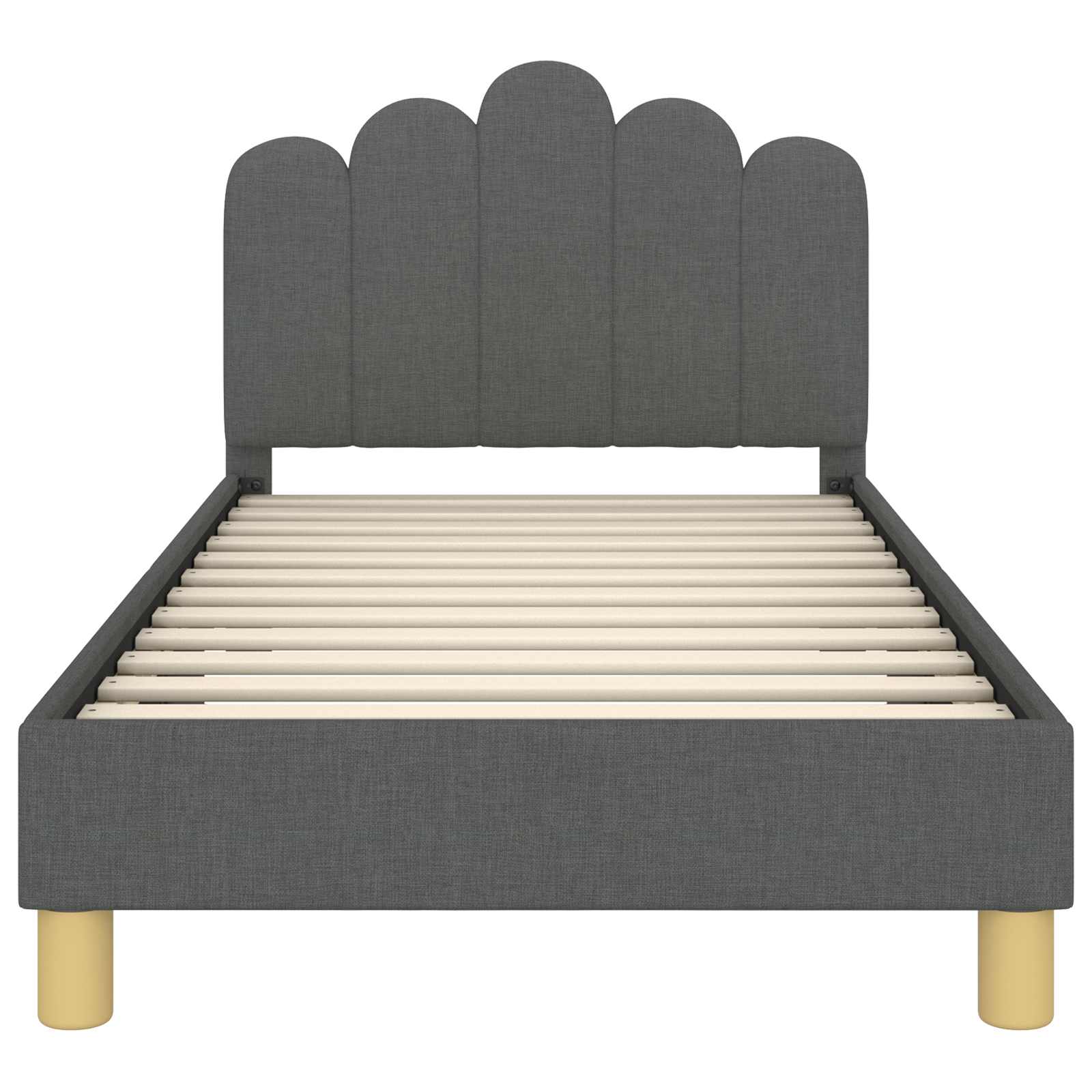 Kinderbettgestell mit Kopfteil Dunkelgrau 80 x 160 cm Stoff