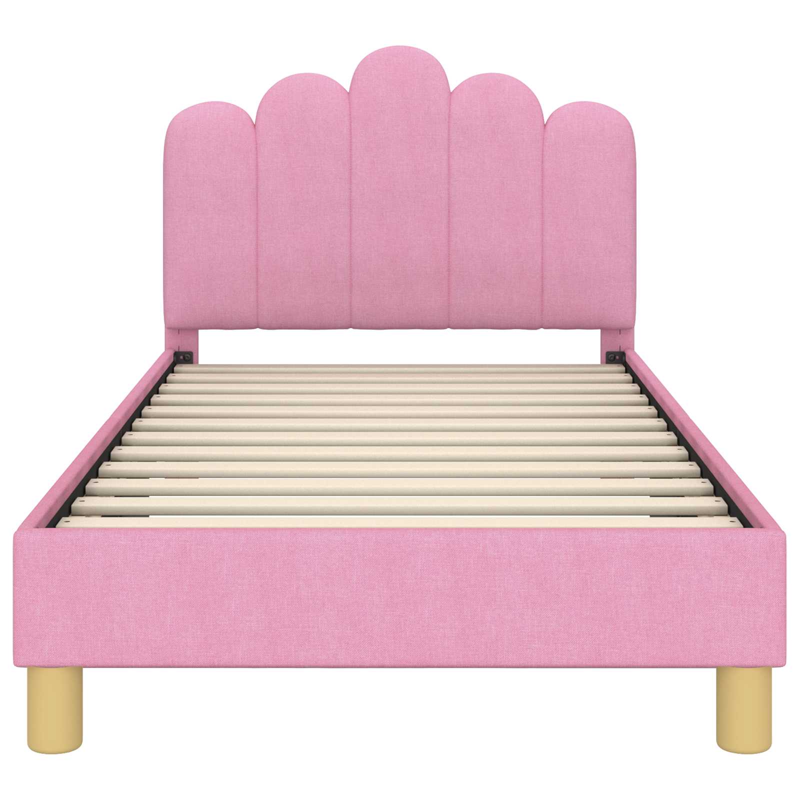 Kinderbettgestell mit Kopfteil Rosa 80 x 160 cm Stoff