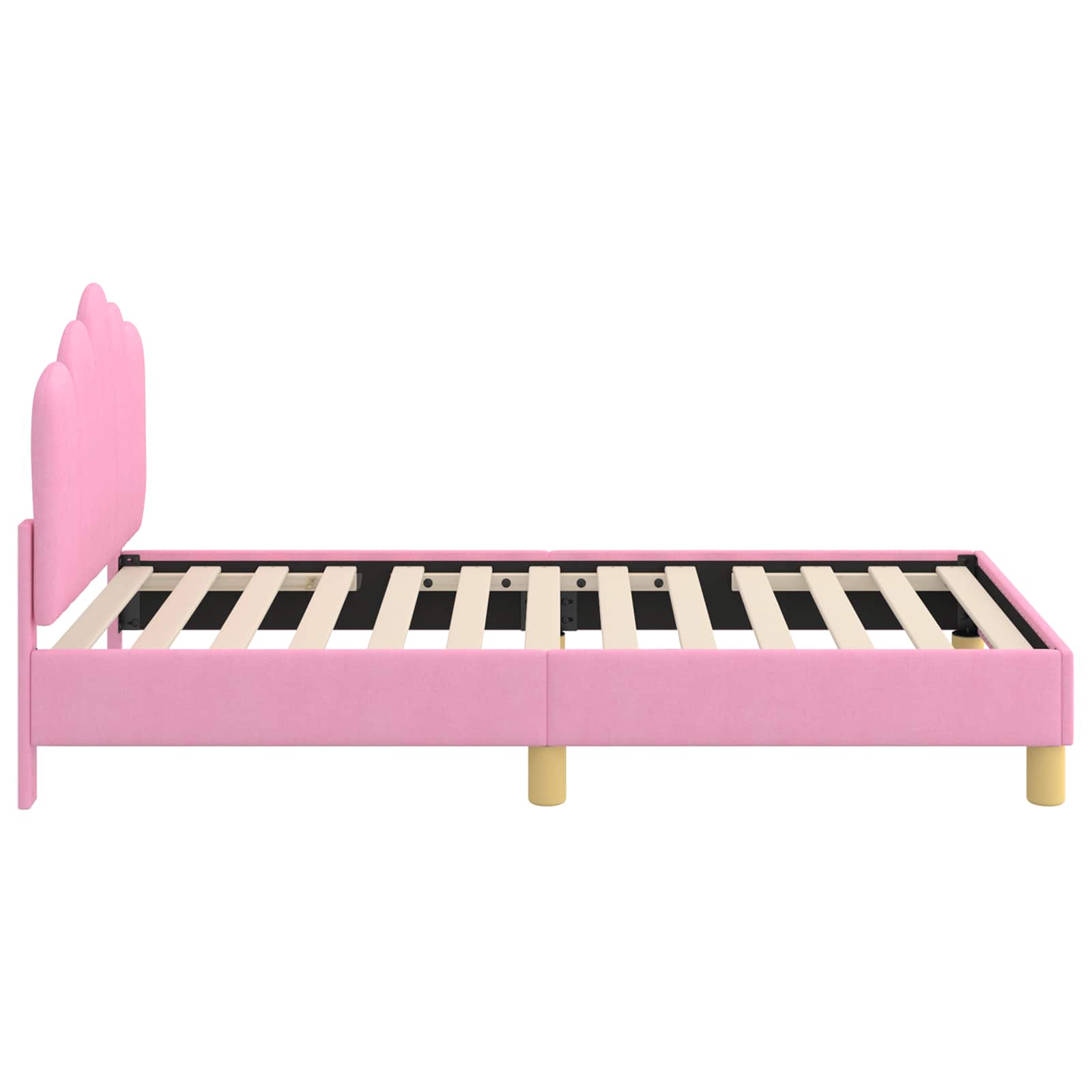 Kinderbettgestell mit Kopfteil Rosa 80 x 160 cm Stoff